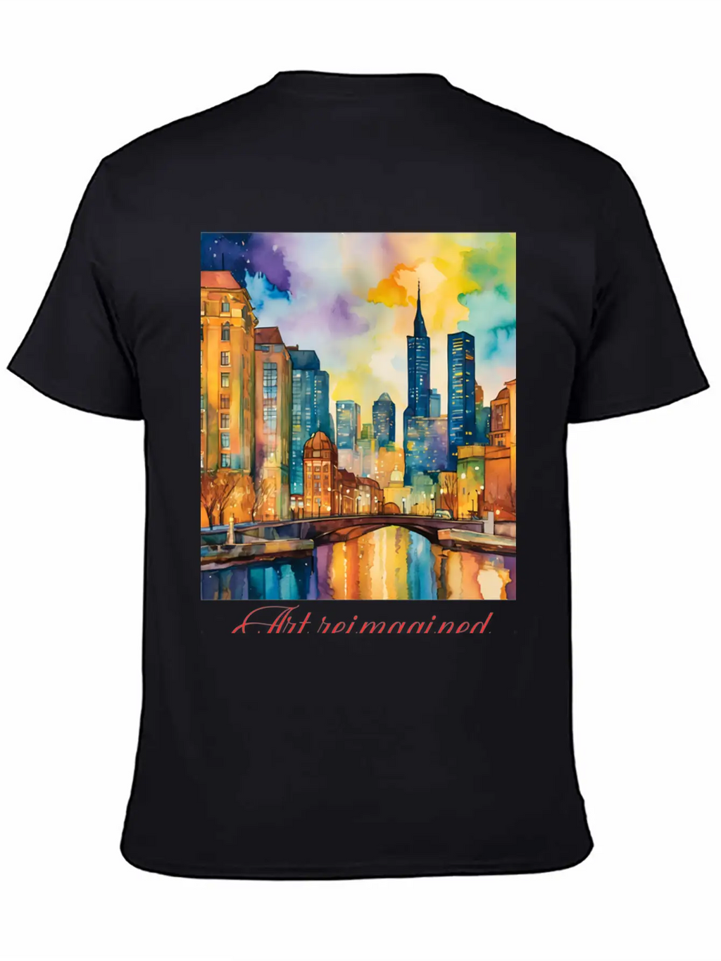 Art Reimagined City Riverscape Breathable Graphic T-Shirt – Perfect For Casual Days
