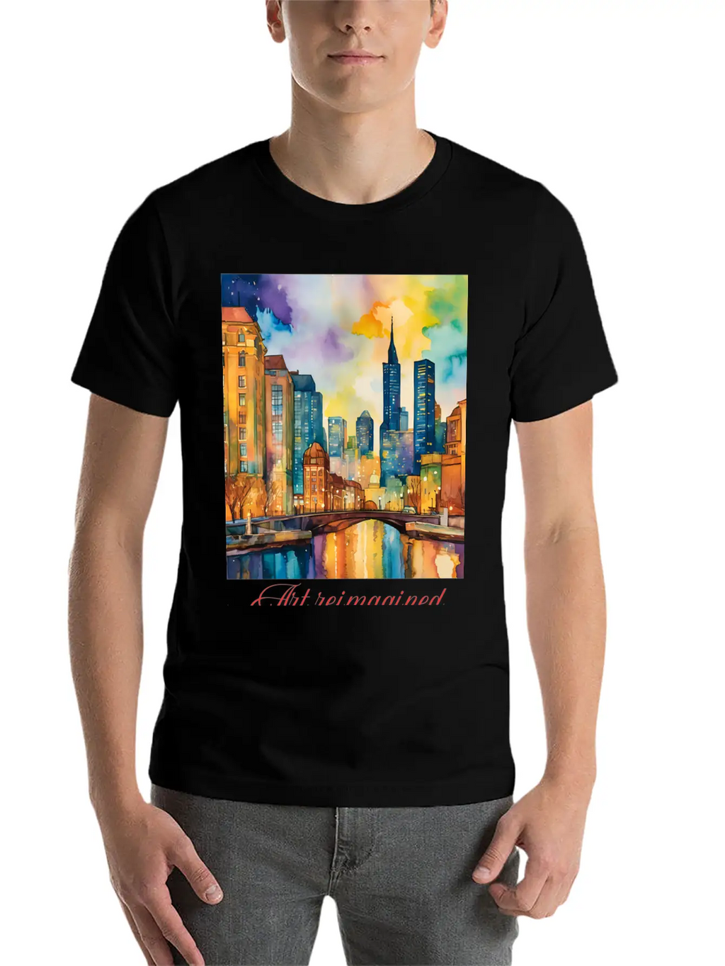 Art Reimagined City Riverscape Breathable Graphic T-Shirt – Perfect For Casual Days