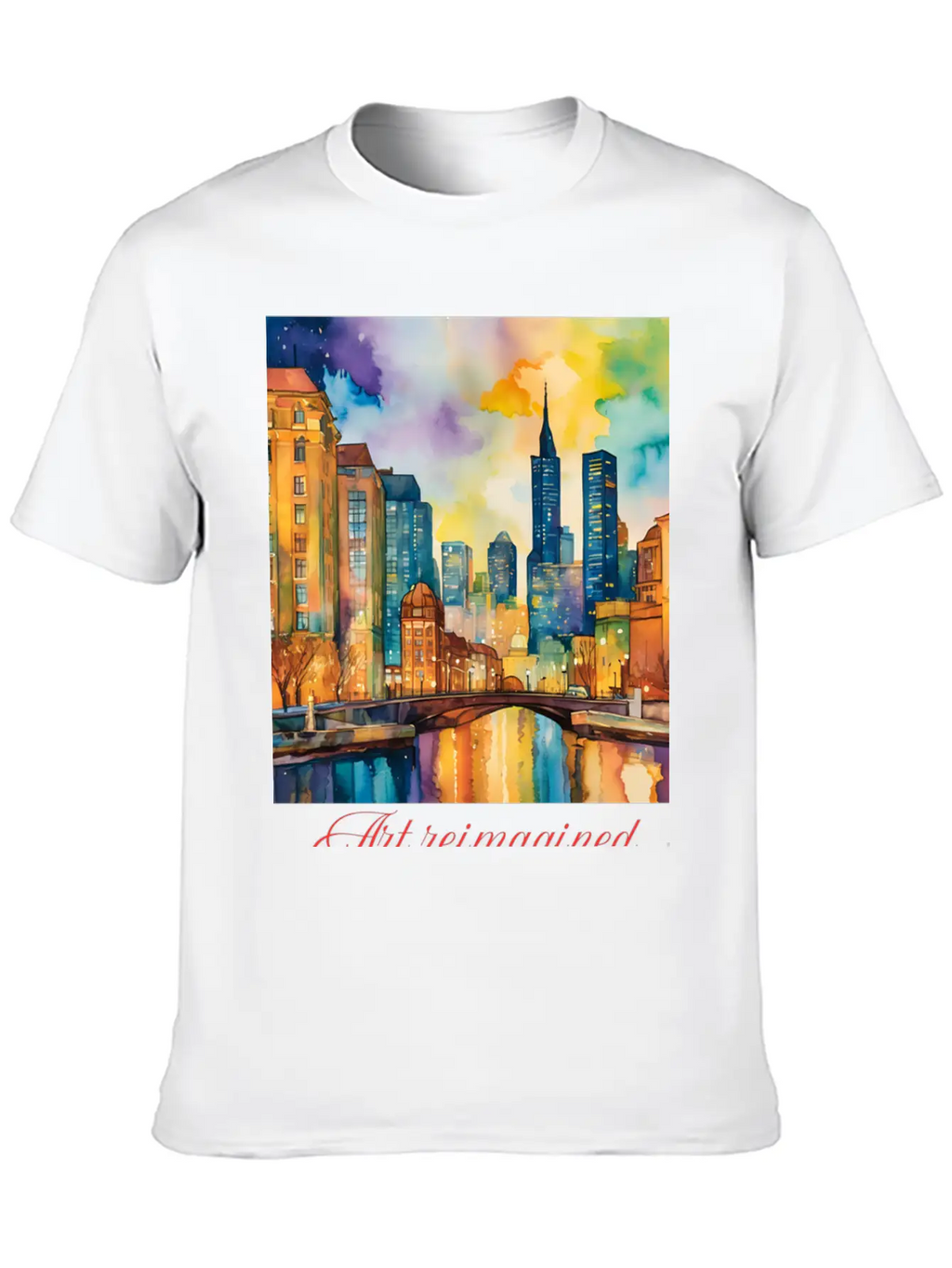 Art Reimagined City Riverscape Breathable Graphic T-Shirt – Perfect For Casual Days