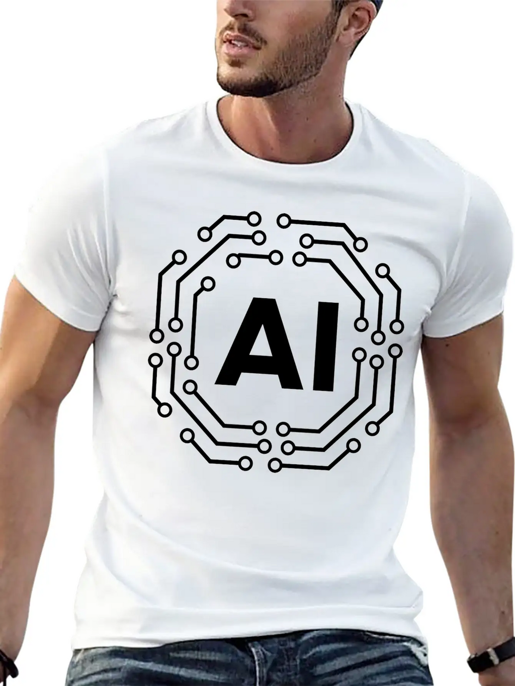 Artificial Intelligence Icon Badge AI Icon Badge Stylish Everyday T-Shirt – Unisex Basic Cotton Tee