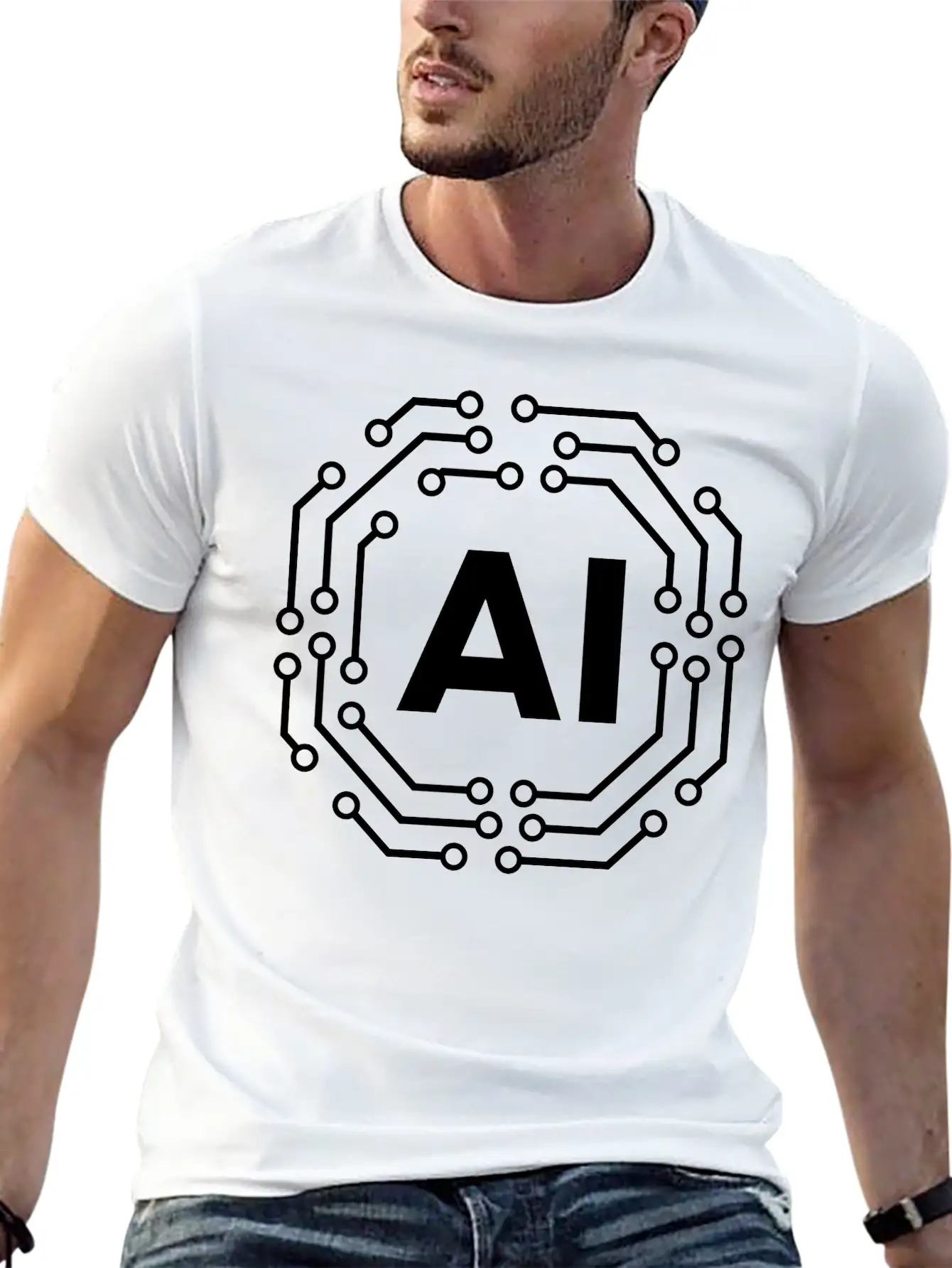 Artificial Intelligence Icon Badge AI Icon Badge Stylish Everyday T-Shirt – Unisex Basic Cotton Tee