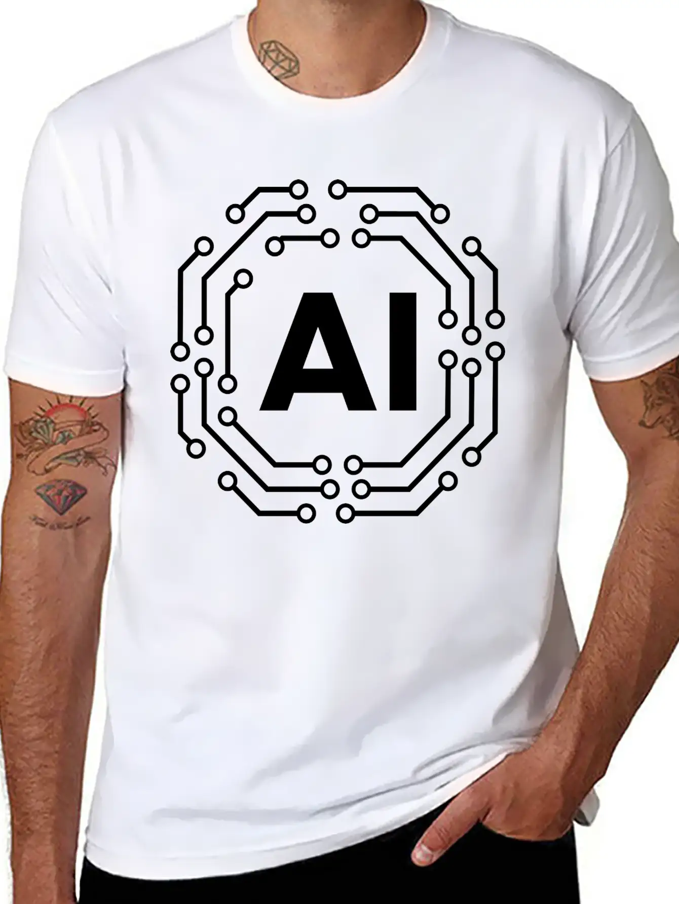 Artificial Intelligence Icon Badge AI Icon Badge Stylish Everyday T-Shirt – Unisex Basic Cotton Tee