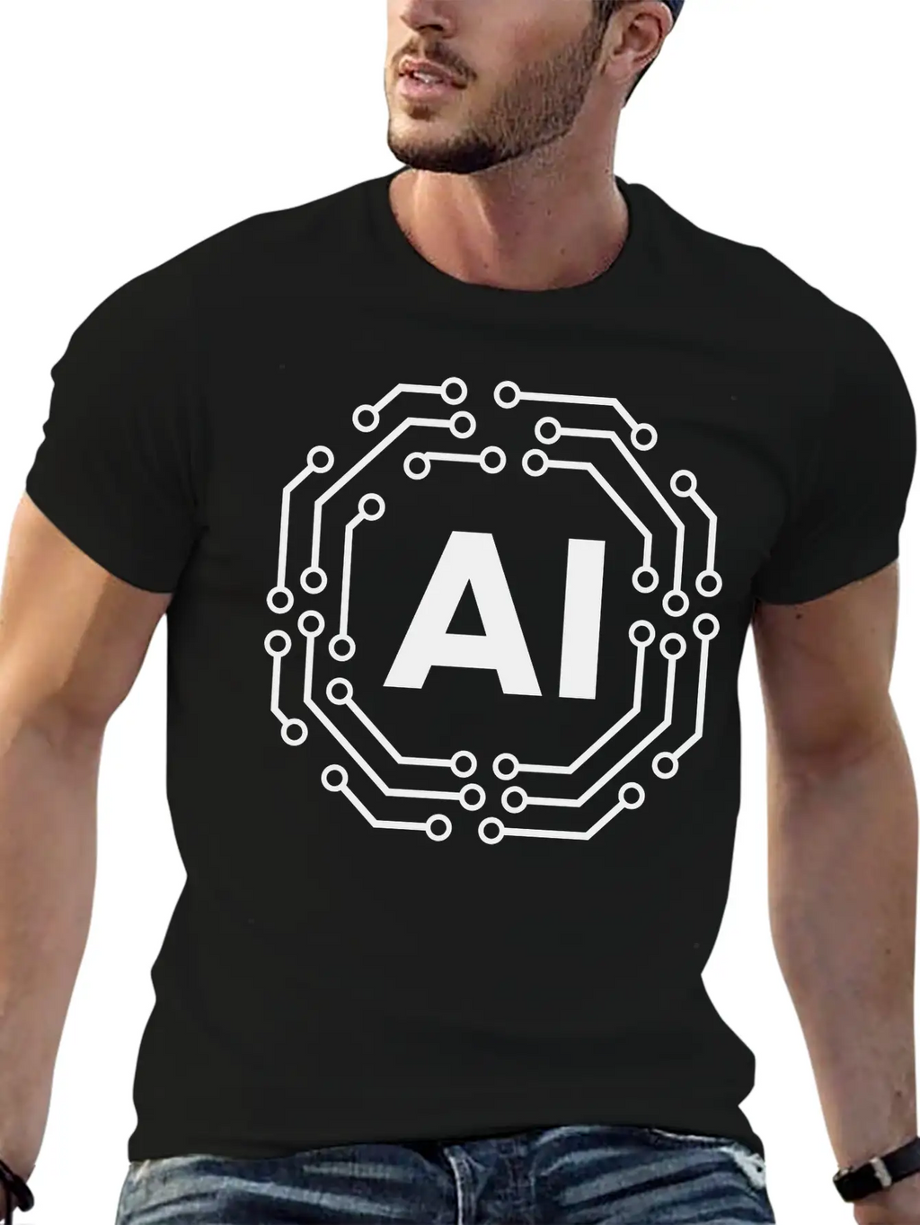Artificial Intelligence Icon Badge AI Icon Badge Stylish Everyday T-Shirt – Unisex Basic Cotton Tee