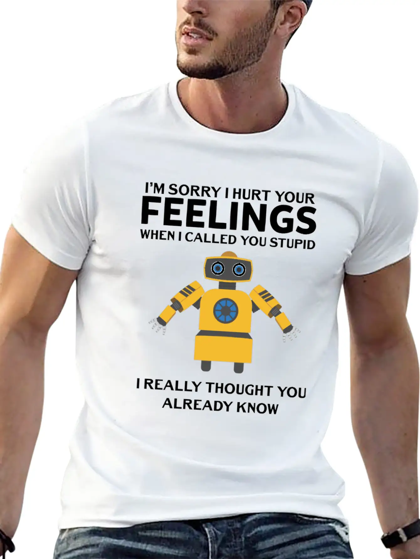 Artificial Intelligence Robot Hurt Feelings Stupid Breathable Soft Cotton T-Shirt – Timeless Casual Look