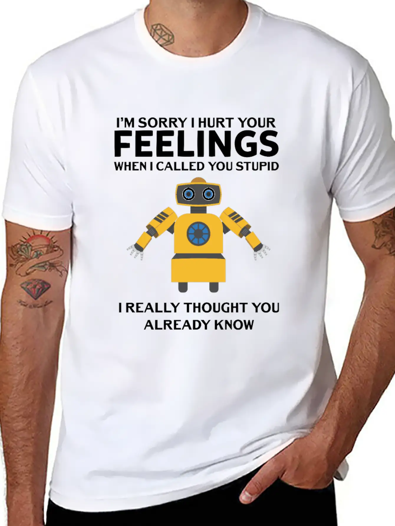 Artificial Intelligence Robot Hurt Feelings Stupid Breathable Soft Cotton T-Shirt – Timeless Casual Look