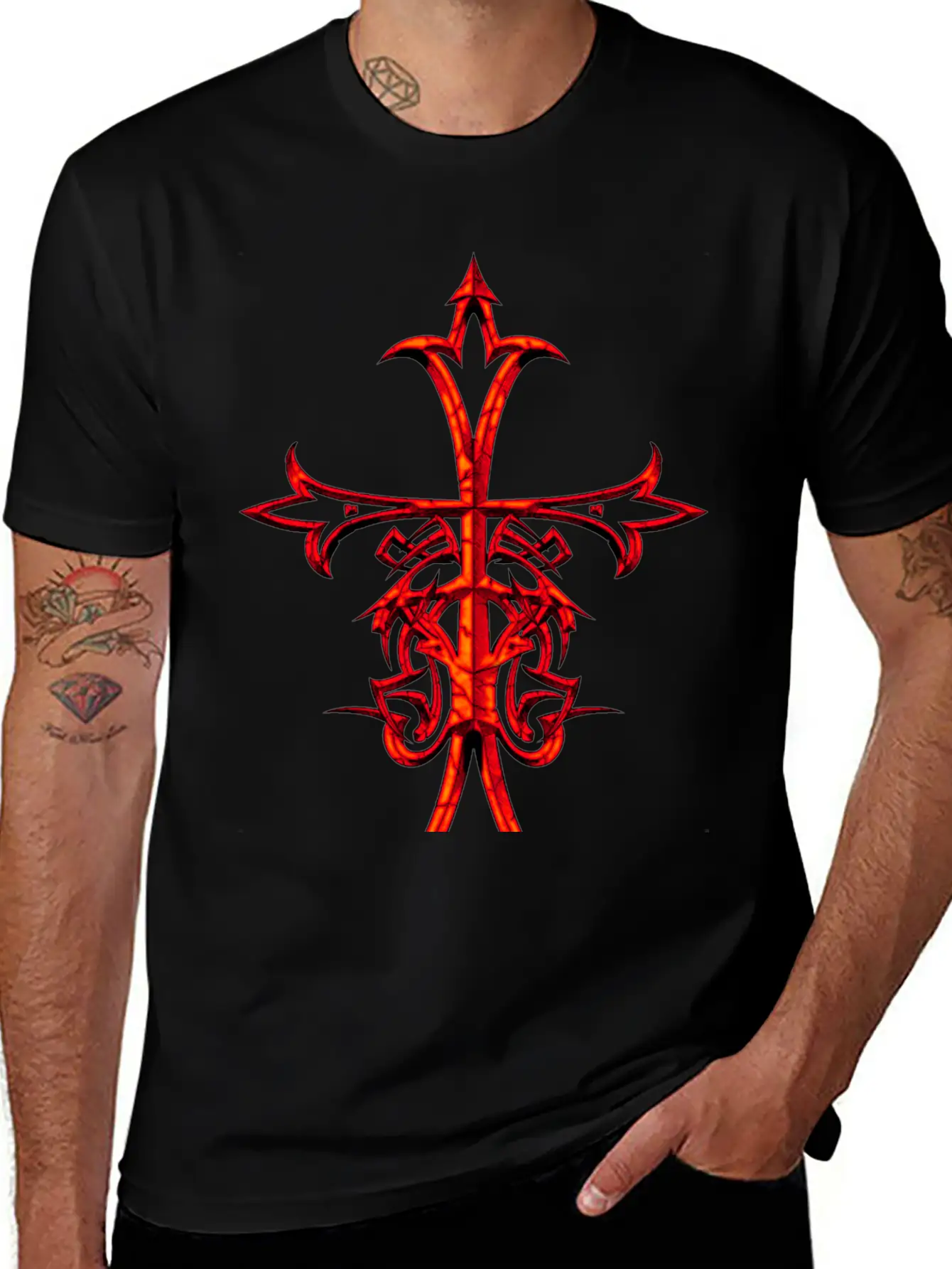 ASIAN RENAISSANCE CROSS RUSTIC Breathable Graphic T-Shirt – Perfect For Casual Days