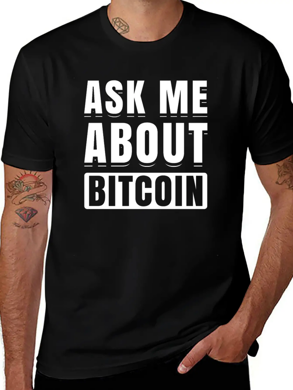 Ask Me About Bitcoin Cryptocurrency Blockchain Fun Basic Graphic T-Shirt – Daily Comfort In Soft Cotton