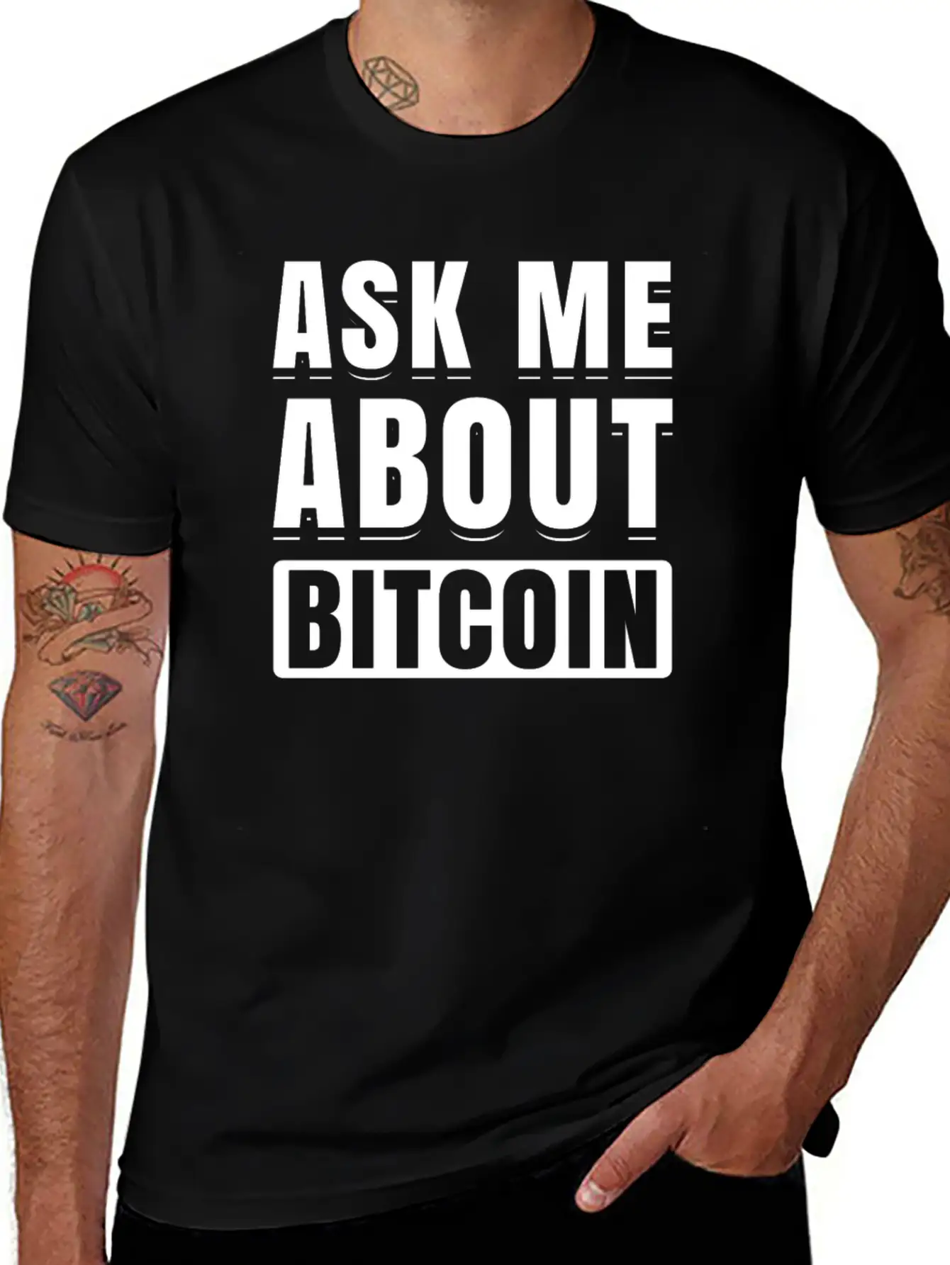 Ask Me About Bitcoin Cryptocurrency Blockchain Fun Basic Graphic T-Shirt – Daily Comfort In Soft Cotton