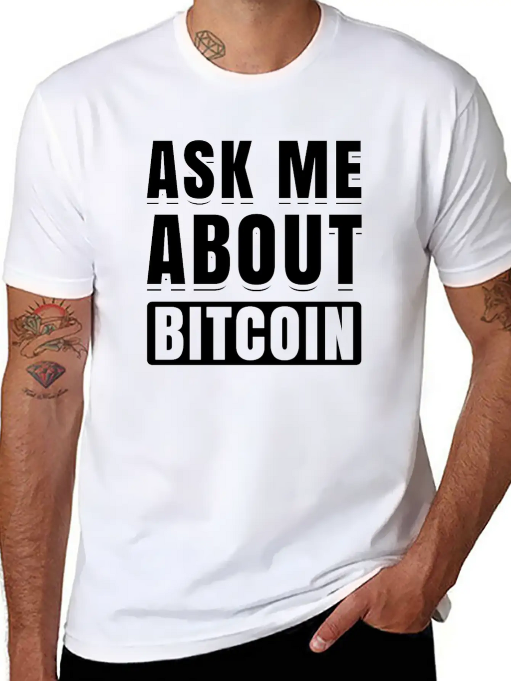 Ask Me About Bitcoin Cryptocurrency Blockchain Fun Basic Graphic T-Shirt – Daily Comfort In Soft Cotton