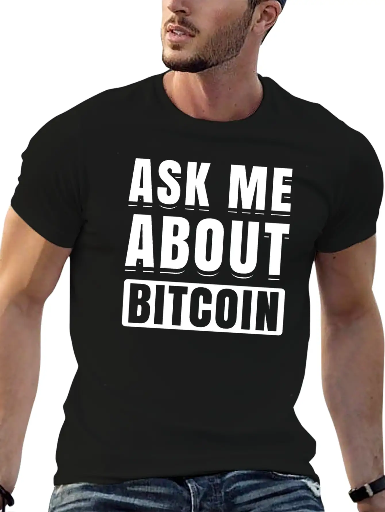 Ask Me About Bitcoin Cryptocurrency Blockchain Fun Basic Graphic T-Shirt – Daily Comfort In Soft Cotton