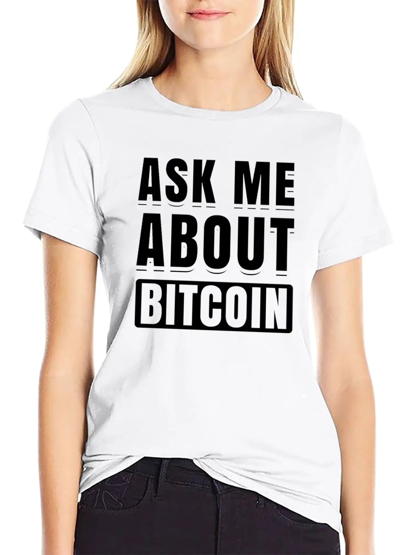 Ask Me About Bitcoin Cryptocurrency Blockchain Fun Basic Graphic T-Shirt – Daily Comfort In Soft Cotton