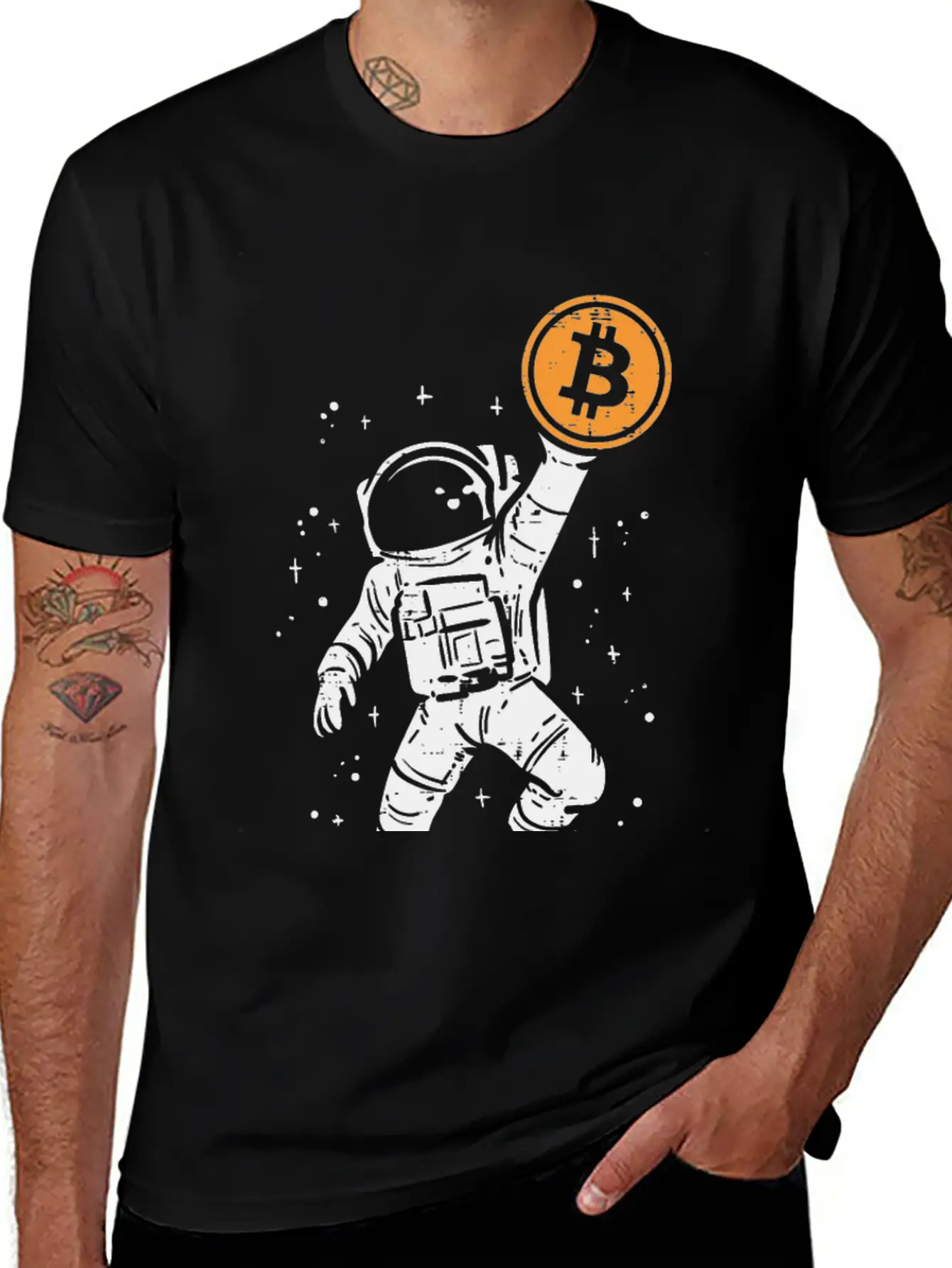 Astronaut Bitcoin Moon Funny Crypto Cryptocurrency Essential Cotton Tee For Daily Outfits – Unisex Style