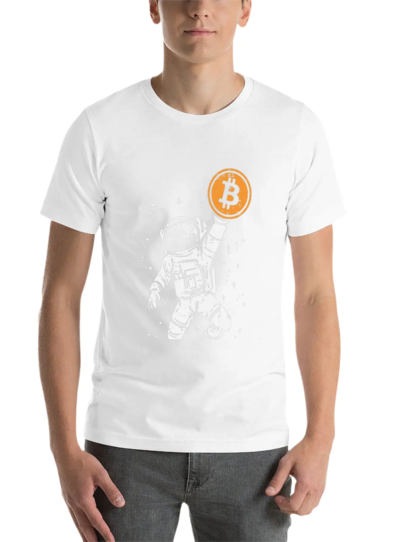 Astronaut Bitcoin Moon Funny Crypto Cryptocurrency Essential Cotton Tee For Daily Outfits – Unisex Style