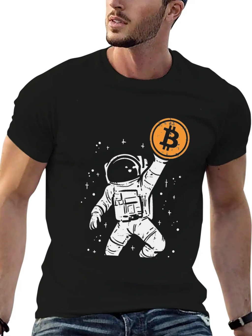 Astronaut Bitcoin Moon Funny Crypto Cryptocurrency Essential Cotton Tee For Daily Outfits – Unisex Style