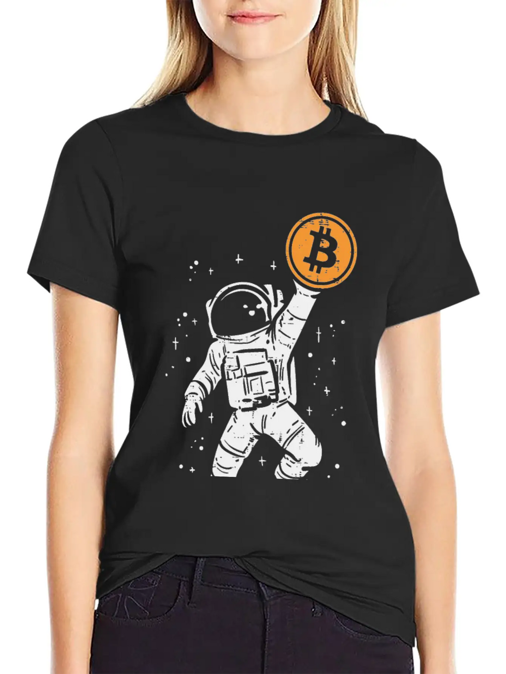 Astronaut Bitcoin Moon Funny Crypto Cryptocurrency Essential Cotton Tee For Daily Outfits – Unisex Style