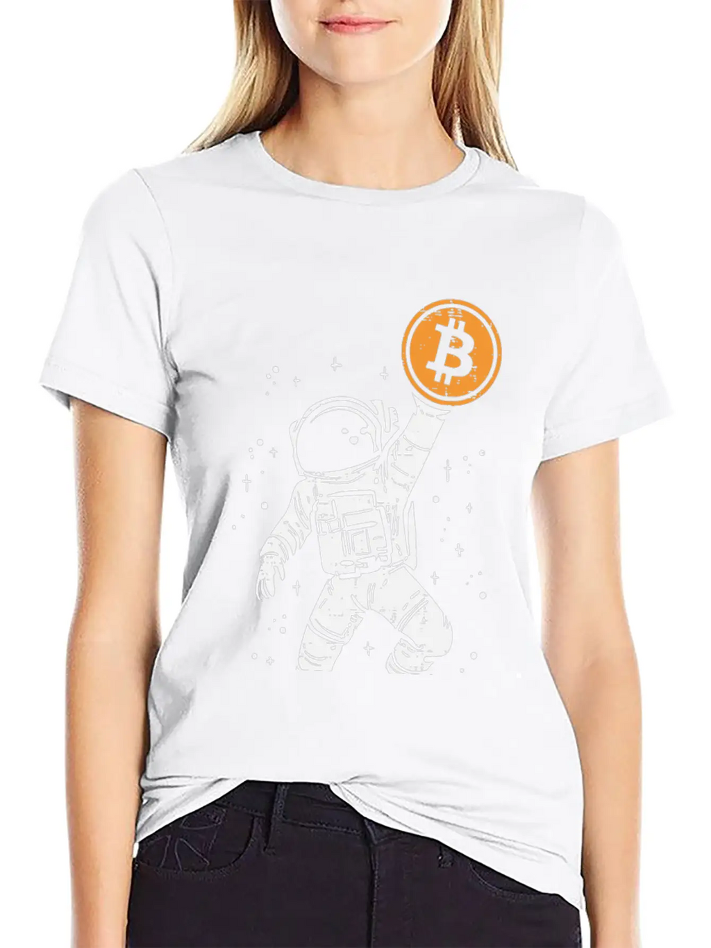 Astronaut Bitcoin Moon Funny Crypto Cryptocurrency Essential Cotton Tee For Daily Outfits – Unisex Style