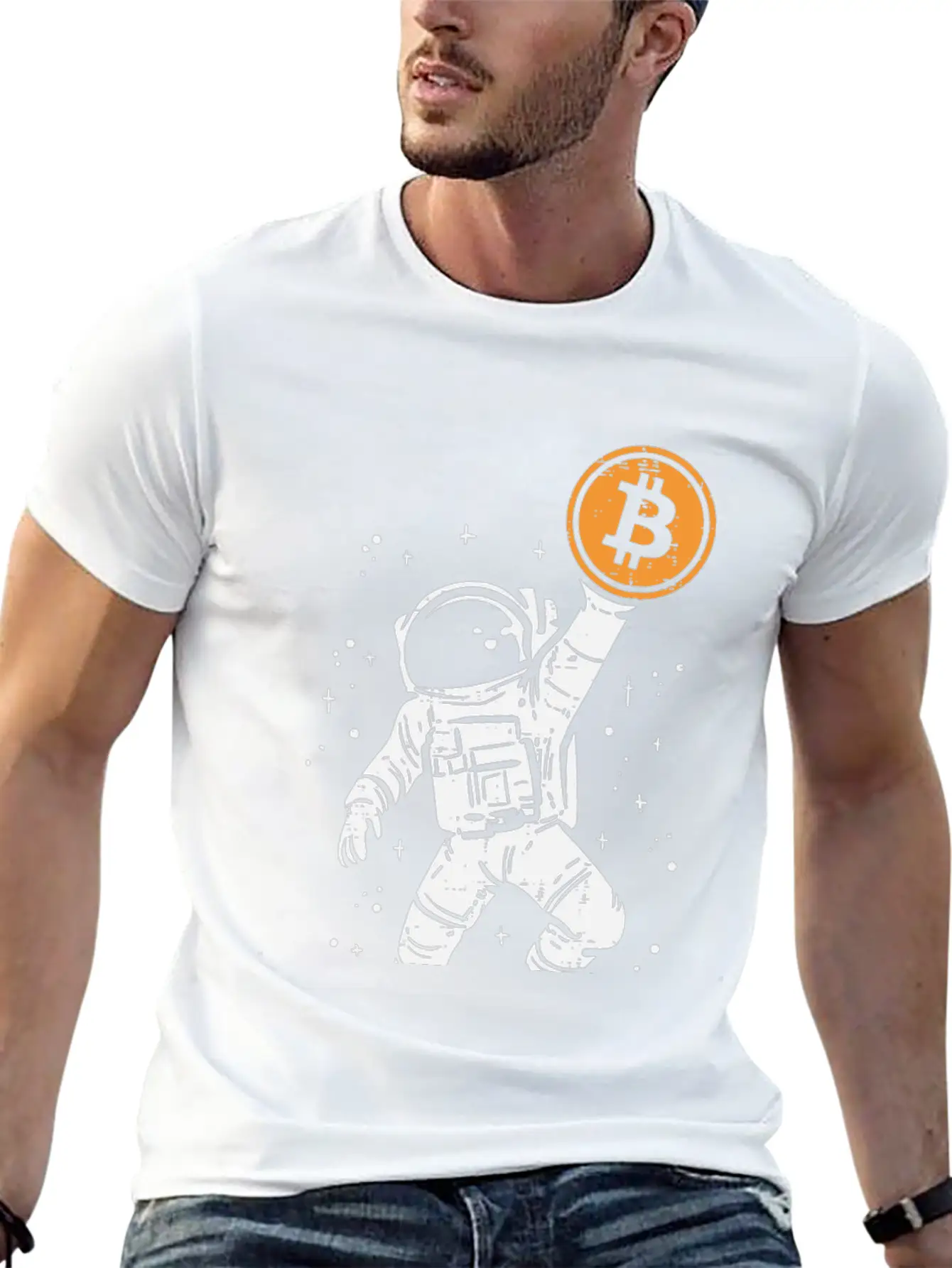 Astronaut Bitcoin Moon Funny Crypto Cryptocurrency Essential Cotton Tee For Daily Outfits – Unisex Style