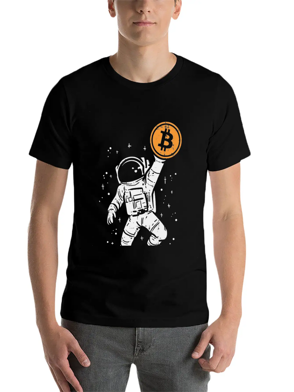 Astronaut Bitcoin Moon Funny Crypto Cryptocurrency Essential Cotton Tee For Daily Outfits – Unisex Style