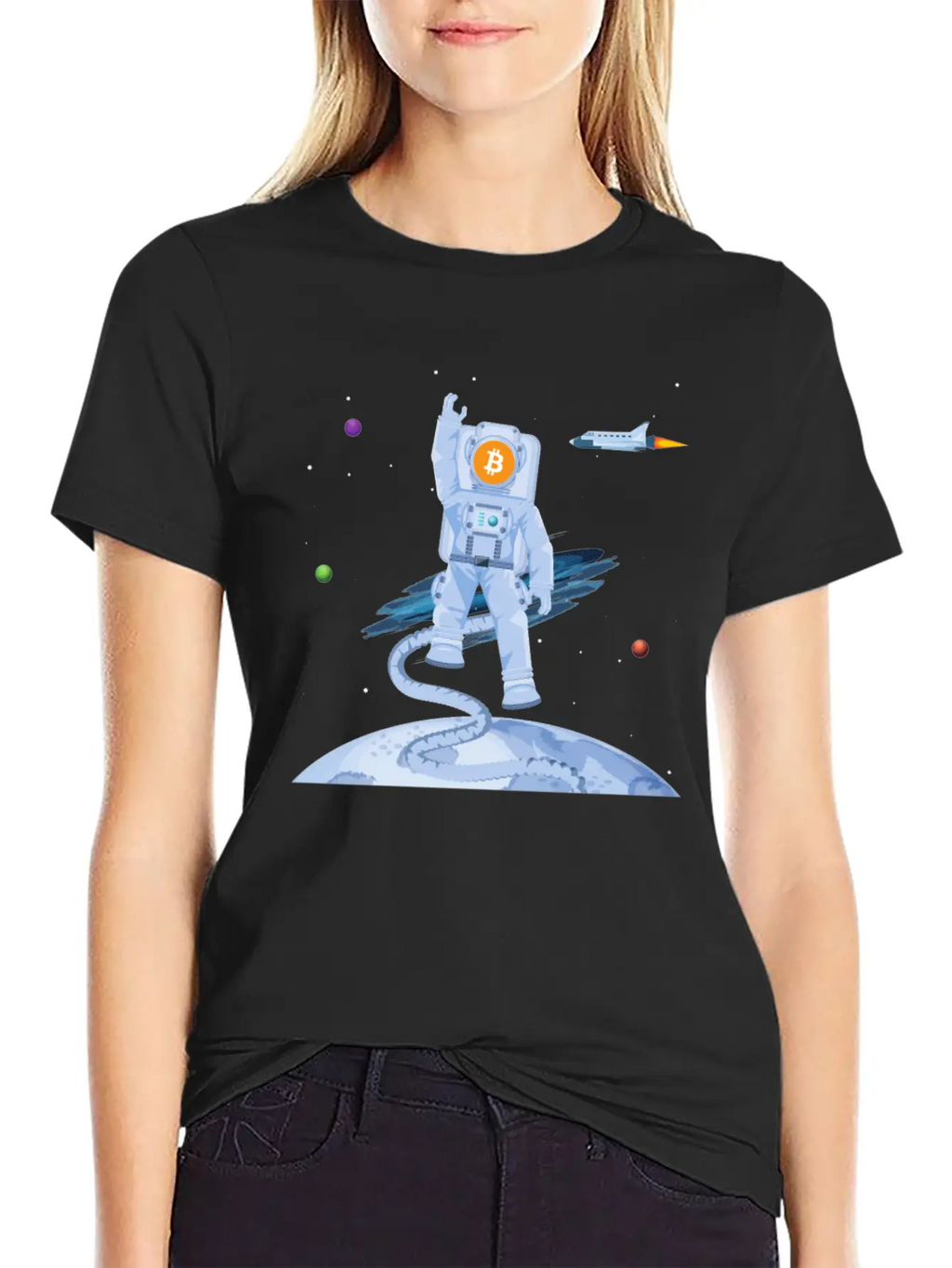 Astronaut BTC To The Moon Crypto Trader Bitcoin Timeless Short Sleeve Tee – Comfy And Minimalist Design