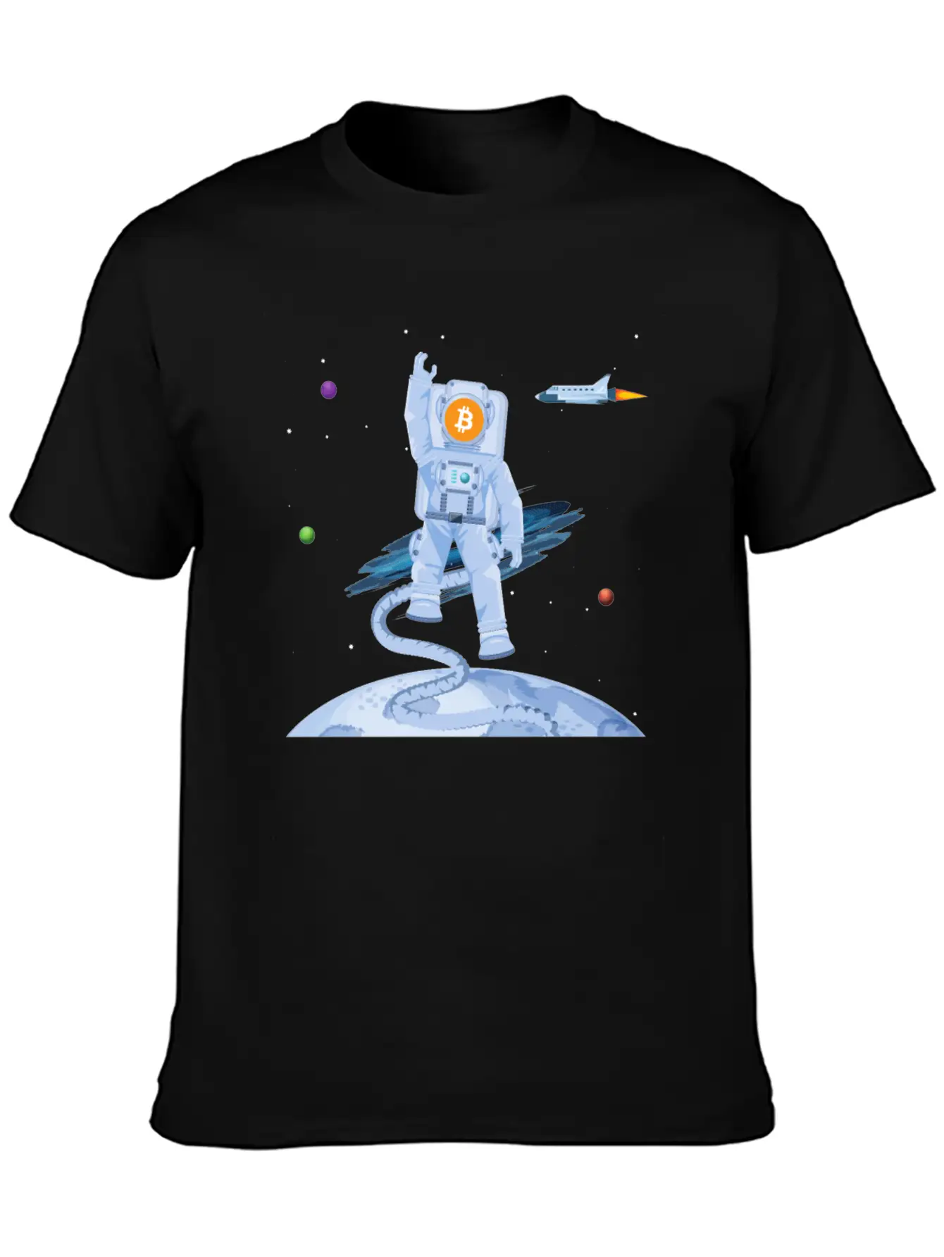 Astronaut BTC To The Moon Crypto Trader Bitcoin Timeless Short Sleeve Tee – Comfy And Minimalist Design