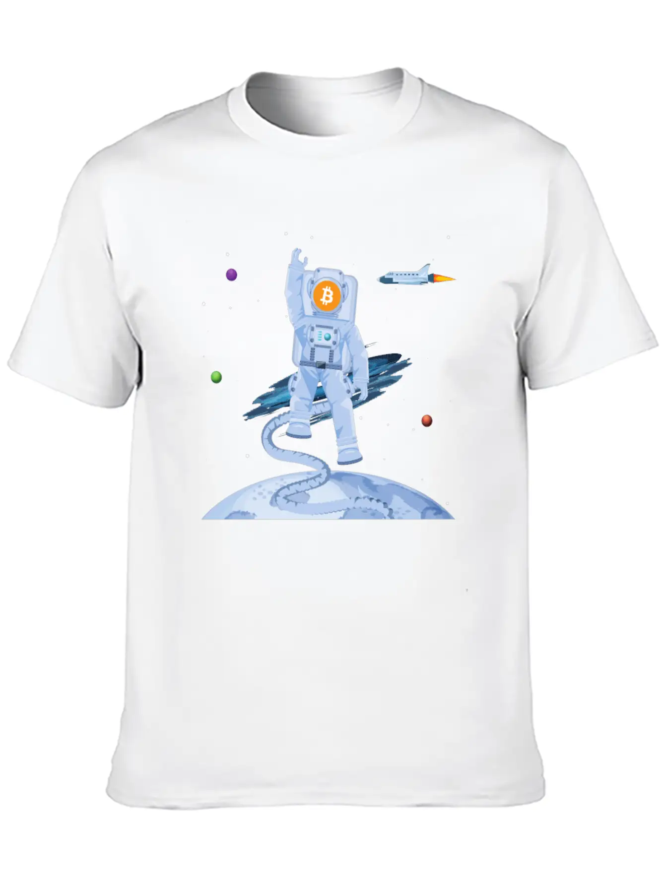 Astronaut BTC To The Moon Crypto Trader Bitcoin Timeless Short Sleeve Tee – Comfy And Minimalist Design