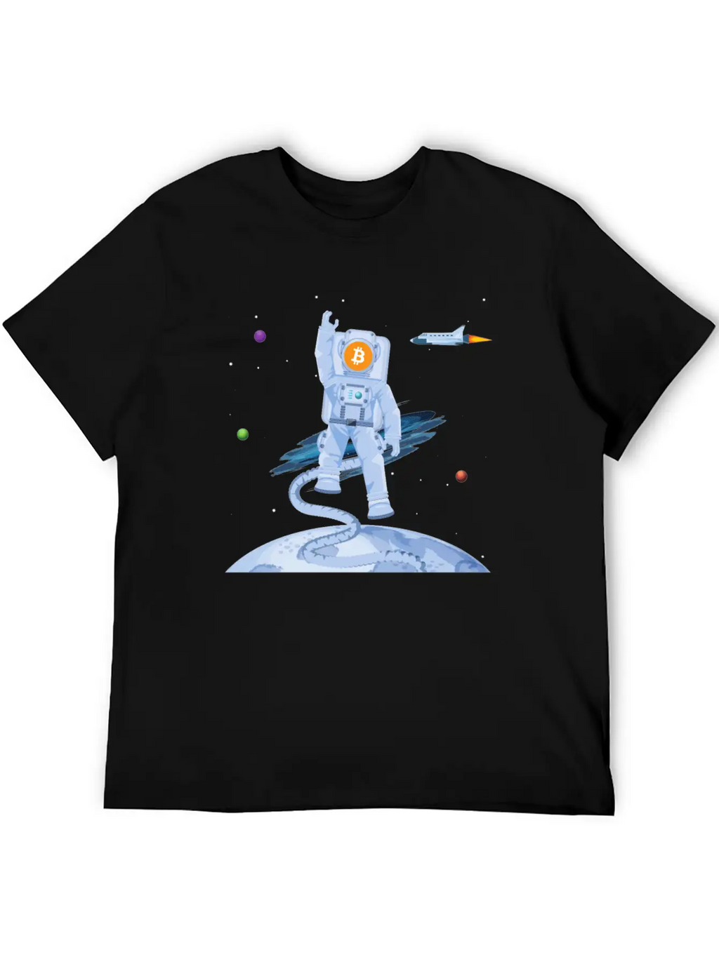 Astronaut BTC To The Moon Crypto Trader Bitcoin Timeless Short Sleeve Tee – Comfy And Minimalist Design