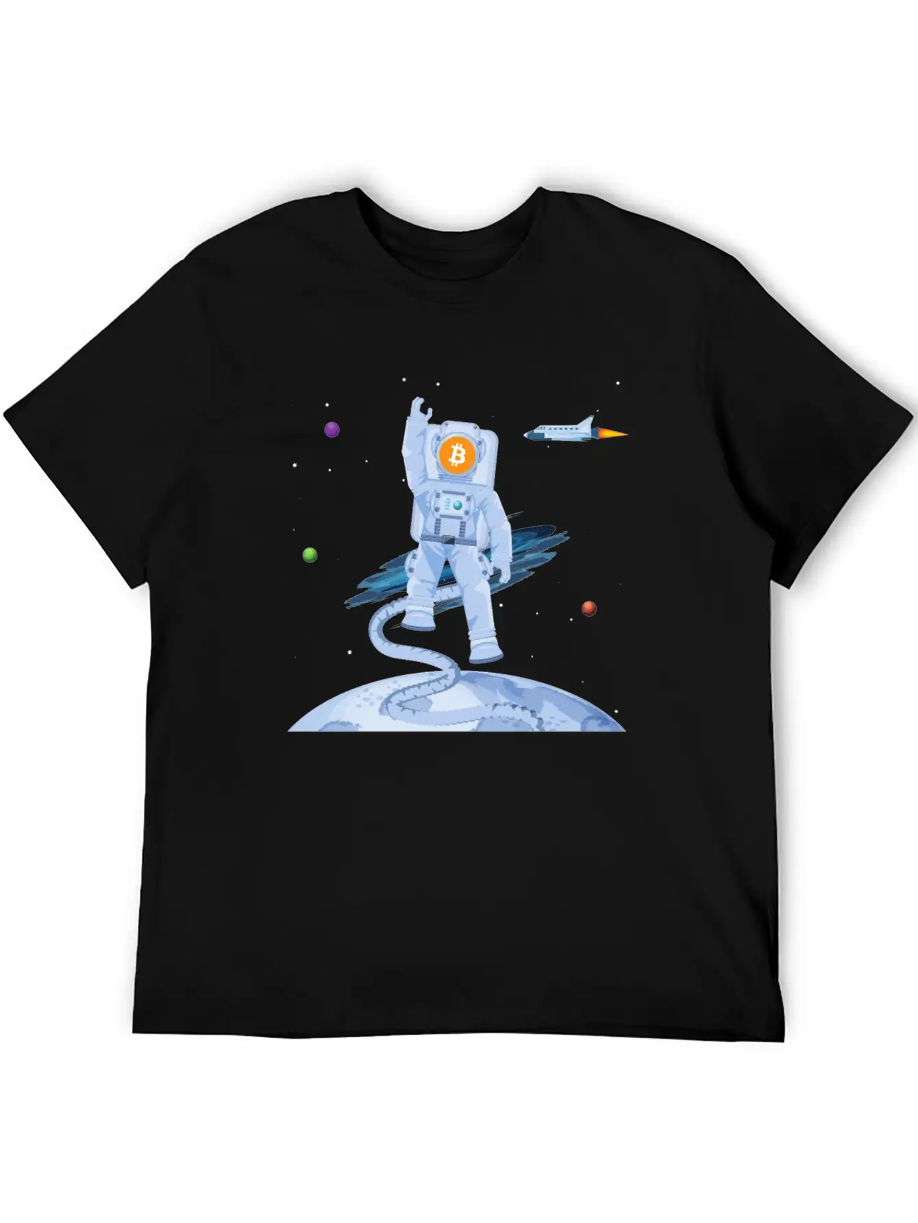 Astronaut BTC To The Moon Crypto Trader Bitcoin Timeless Short Sleeve Tee – Comfy And Minimalist Design