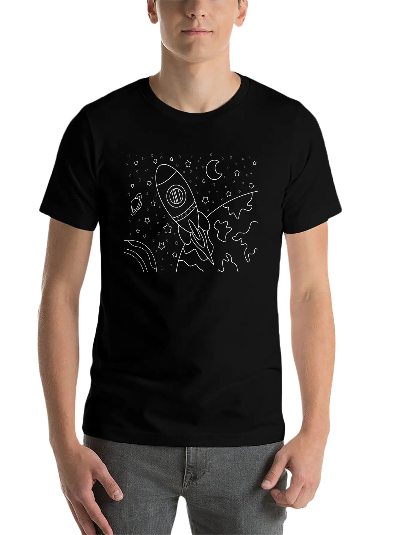 Astronaut Line Art Essential Cotton Tee For Daily Outfits – Unisex Style