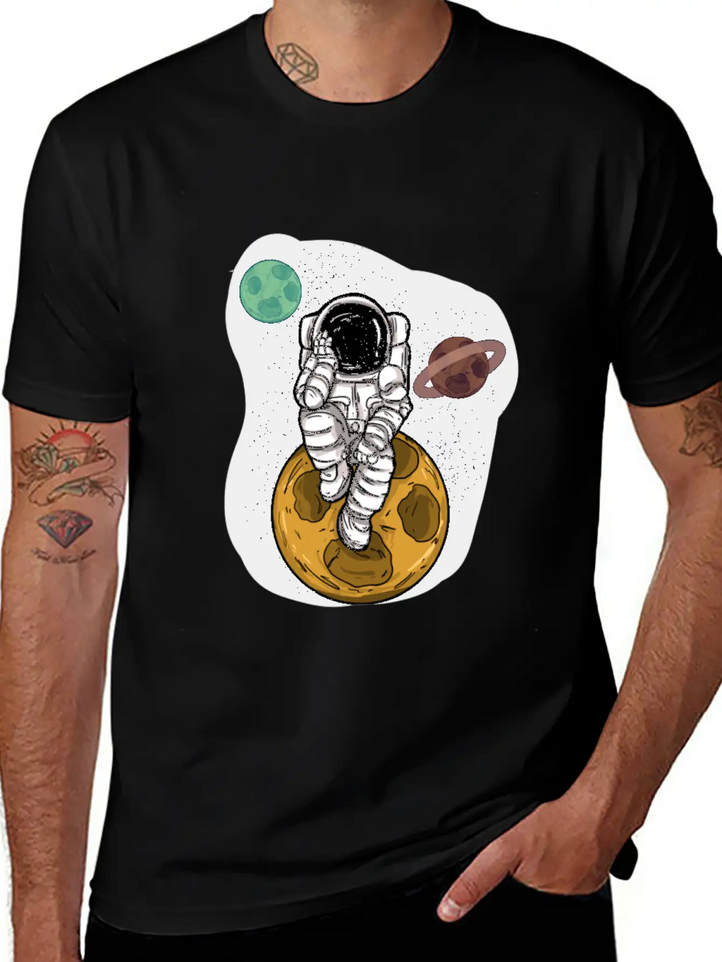 Astronaut Planets Moon Universe Basic Graphic T-Shirt – Daily Comfort In Soft Cotton