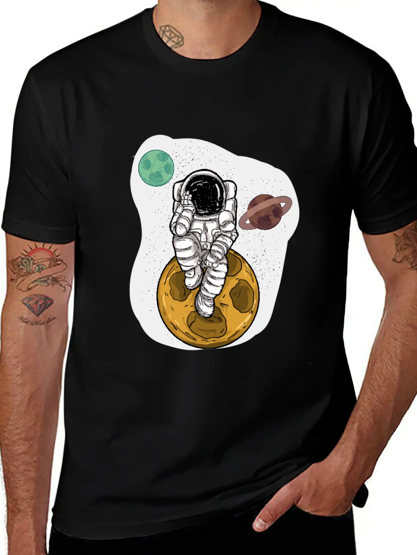 Astronaut Planets Moon Universe Basic Graphic T-Shirt – Daily Comfort In Soft Cotton