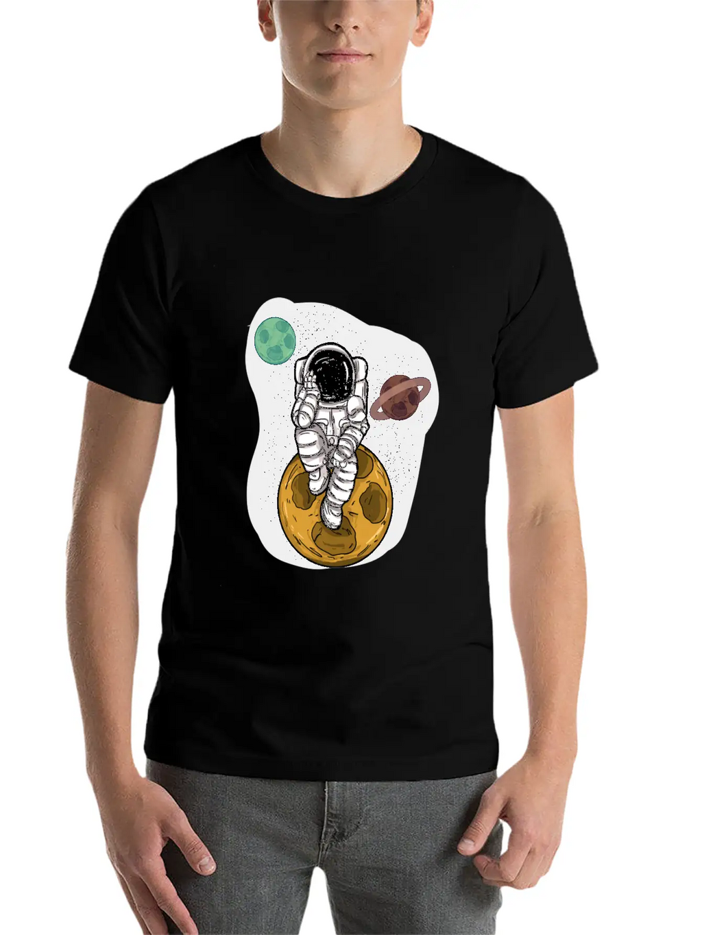 Astronaut Planets Moon Universe Basic Graphic T-Shirt – Daily Comfort In Soft Cotton