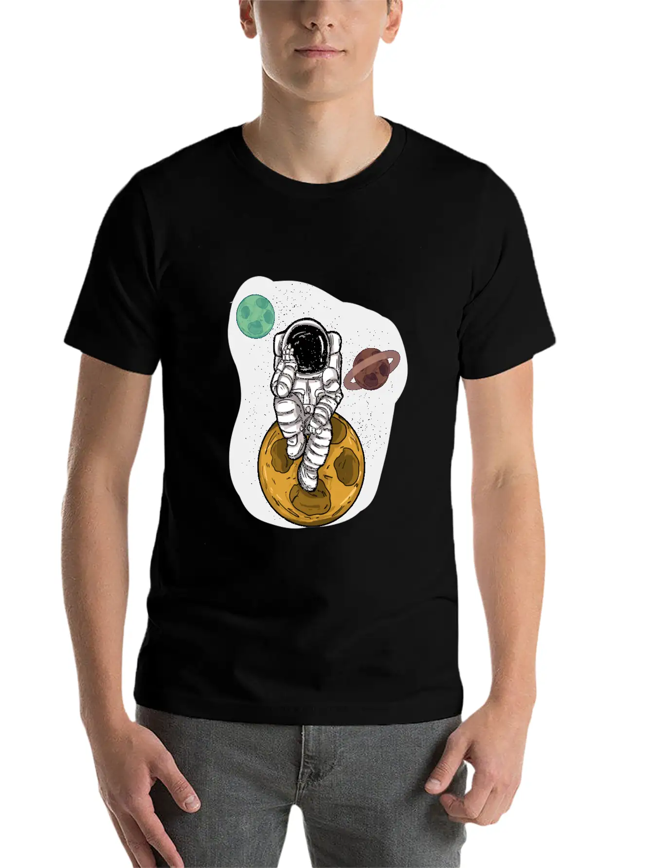 Astronaut Planets Moon Universe Basic Graphic T-Shirt – Daily Comfort In Soft Cotton