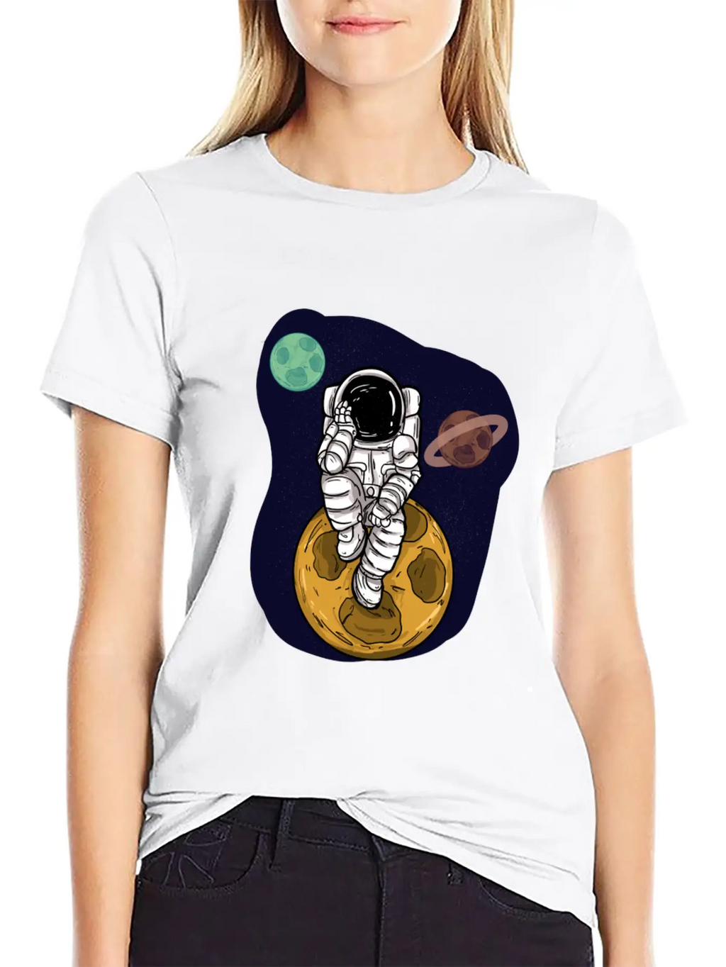 Astronaut Planets Moon Universe Basic Graphic T-Shirt – Daily Comfort In Soft Cotton