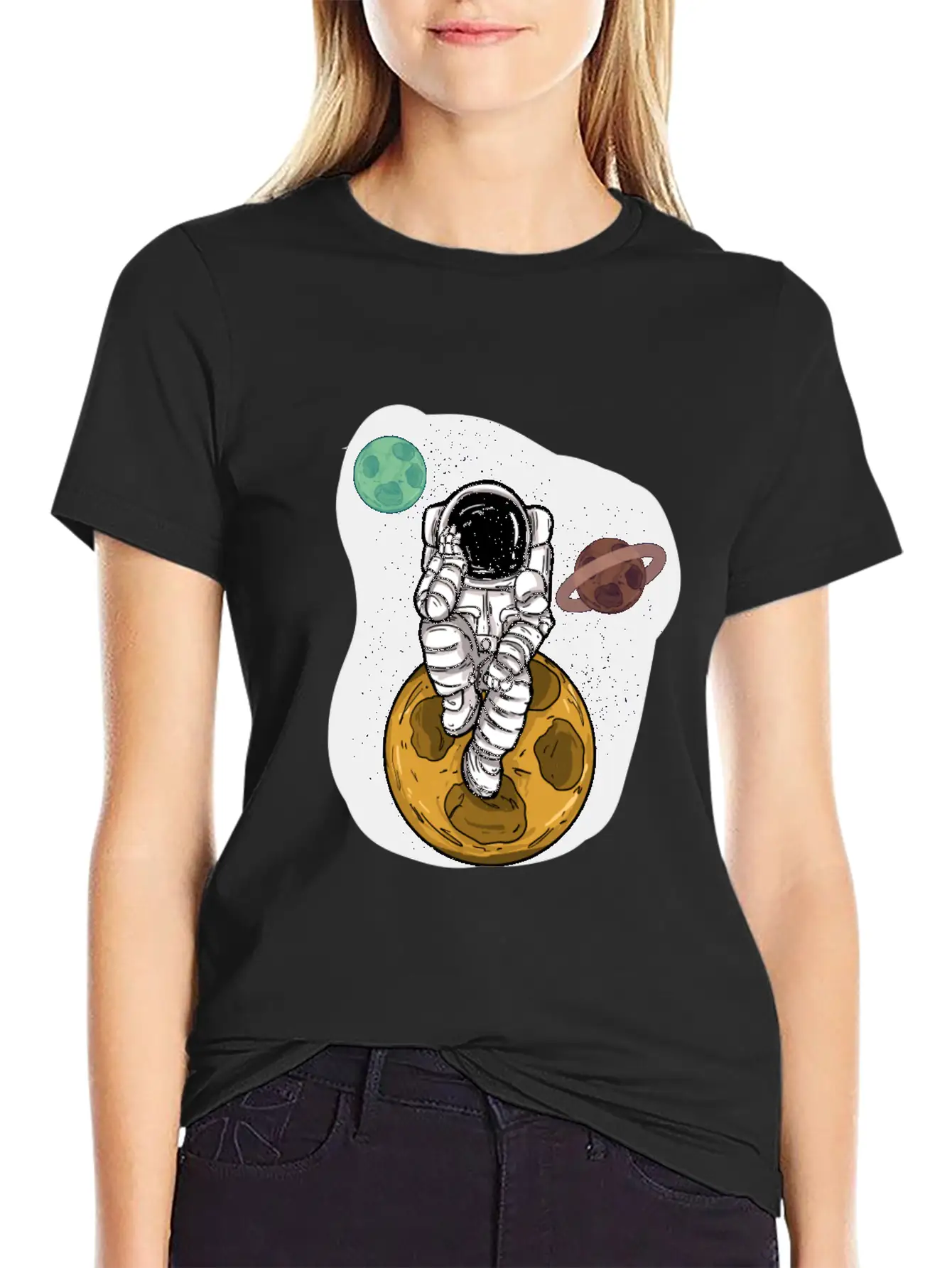 Astronaut Planets Moon Universe Basic Graphic T-Shirt – Daily Comfort In Soft Cotton