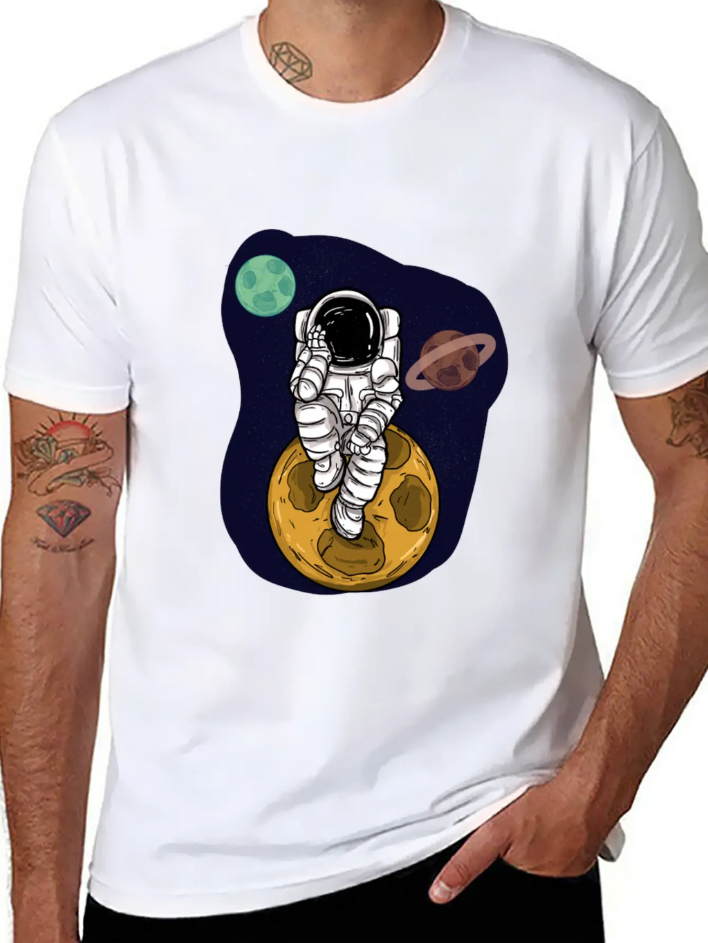 Astronaut Planets Moon Universe Basic Graphic T-Shirt – Daily Comfort In Soft Cotton