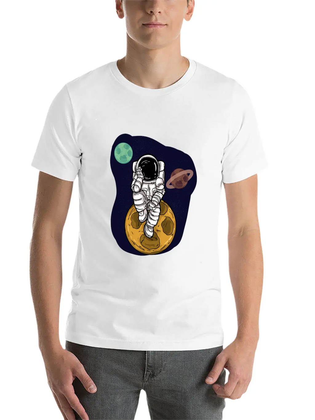 Astronaut Planets Moon Universe Basic Graphic T-Shirt – Daily Comfort In Soft Cotton