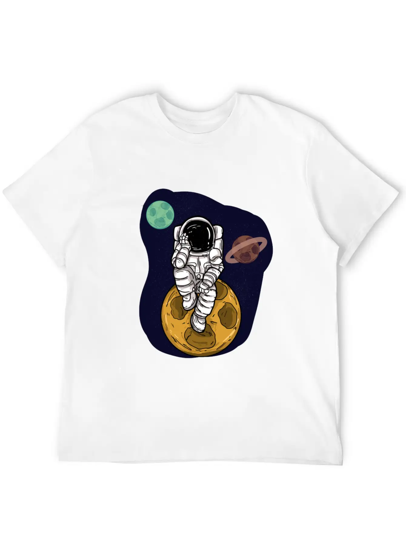Astronaut Planets Moon Universe Basic Graphic T-Shirt – Daily Comfort In Soft Cotton