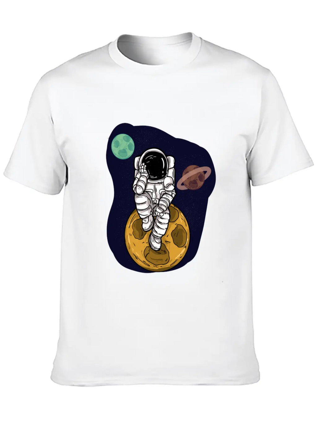 Astronaut Planets Moon Universe Basic Graphic T-Shirt – Daily Comfort In Soft Cotton