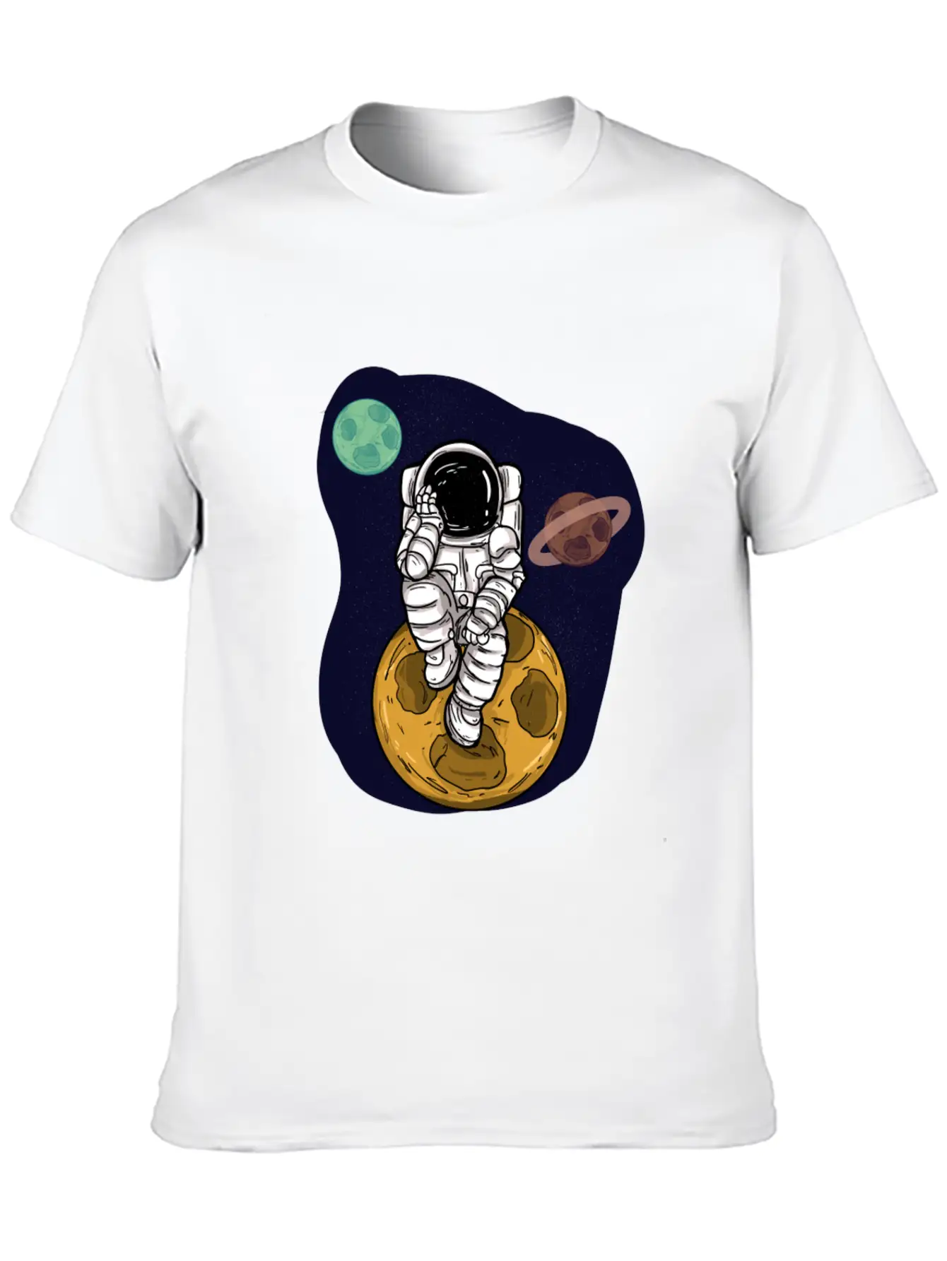 Astronaut Planets Moon Universe Basic Graphic T-Shirt – Daily Comfort In Soft Cotton
