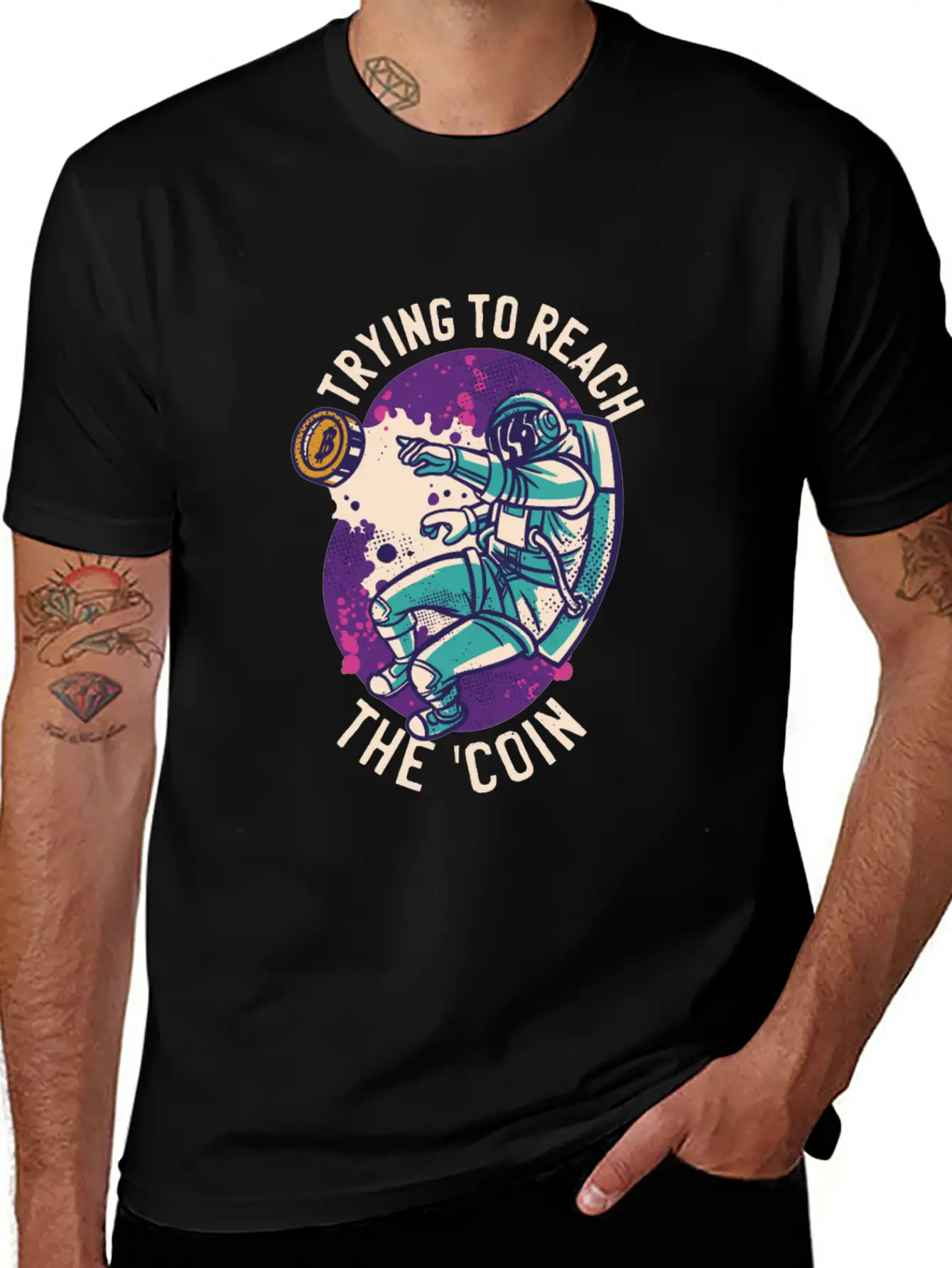Astronaut Reaching The Bitcoin Relaxed Everyday Tee – Lightweight And Durable Cotton