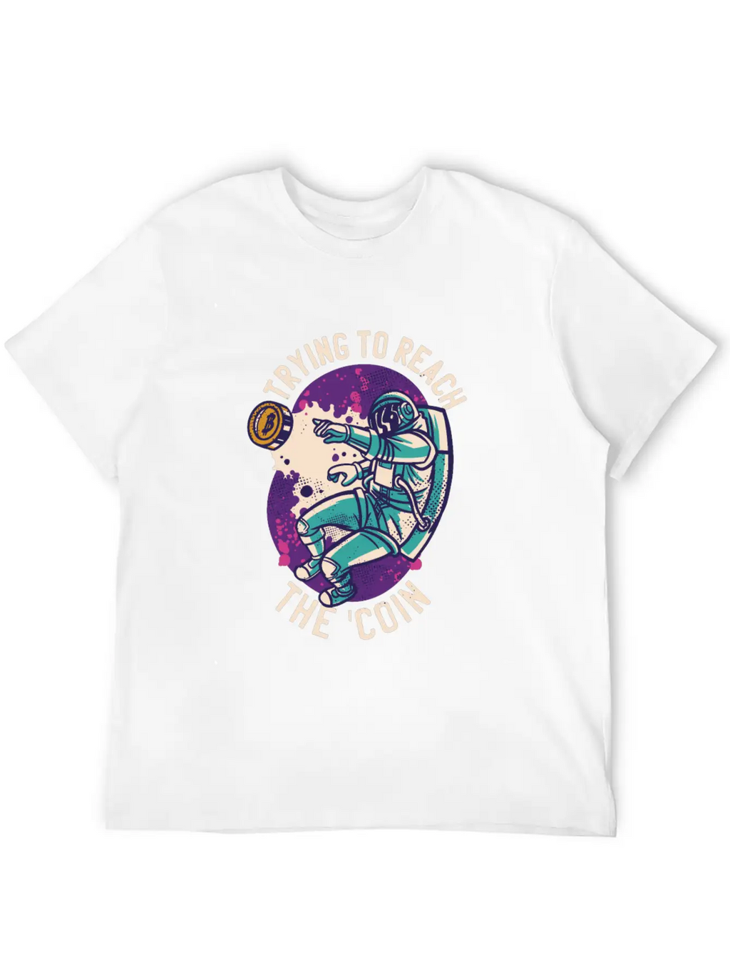 Astronaut Reaching The Bitcoin Relaxed Everyday Tee – Lightweight And Durable Cotton