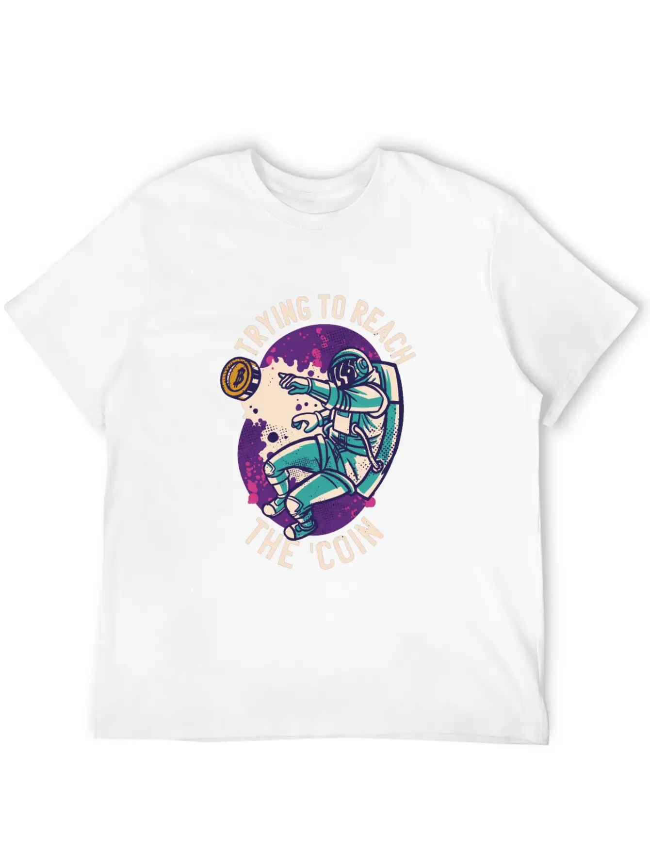 Astronaut Reaching The Bitcoin Relaxed Everyday Tee – Lightweight And Durable Cotton