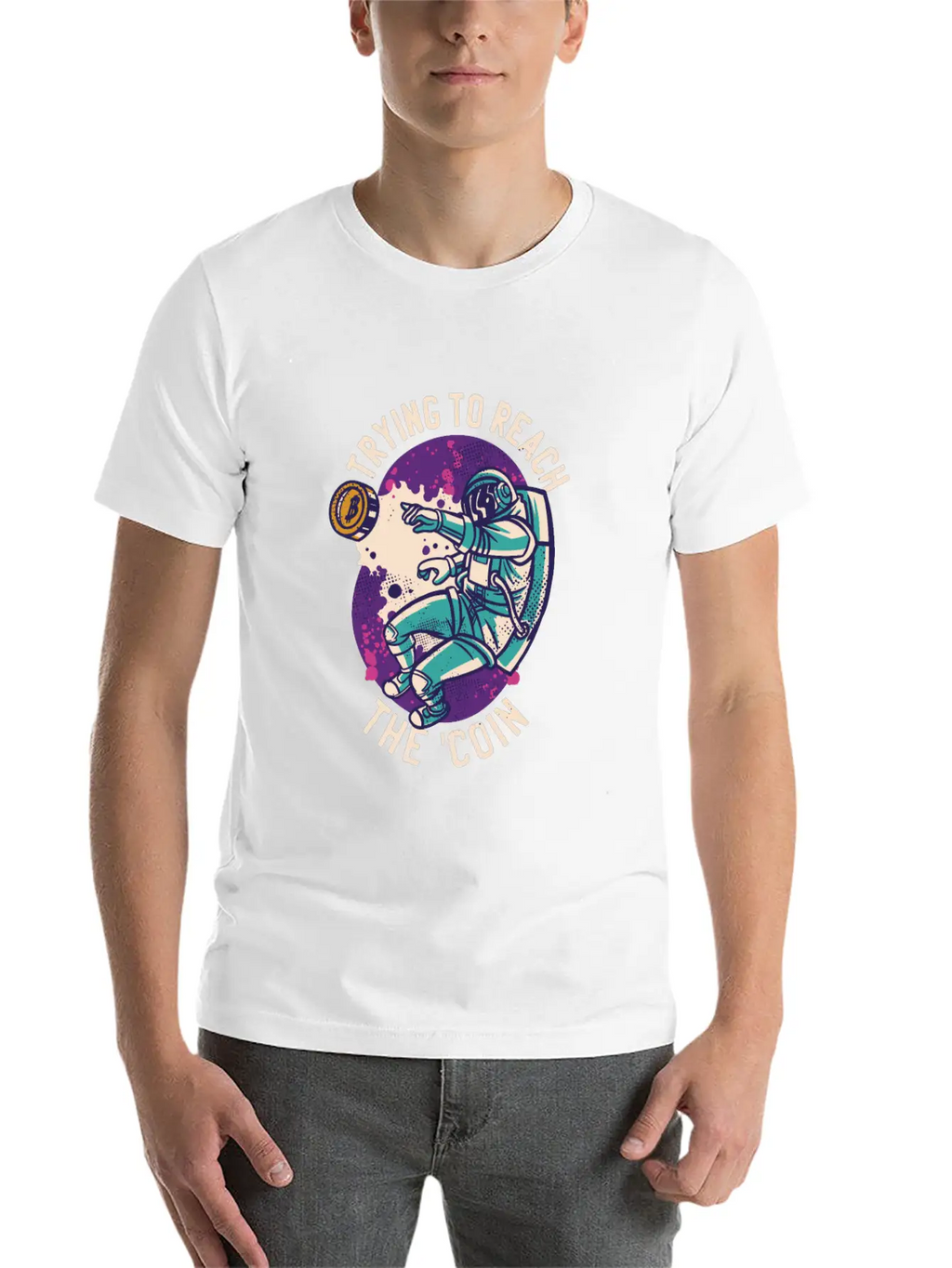 Astronaut Reaching The Bitcoin Relaxed Everyday Tee – Lightweight And Durable Cotton