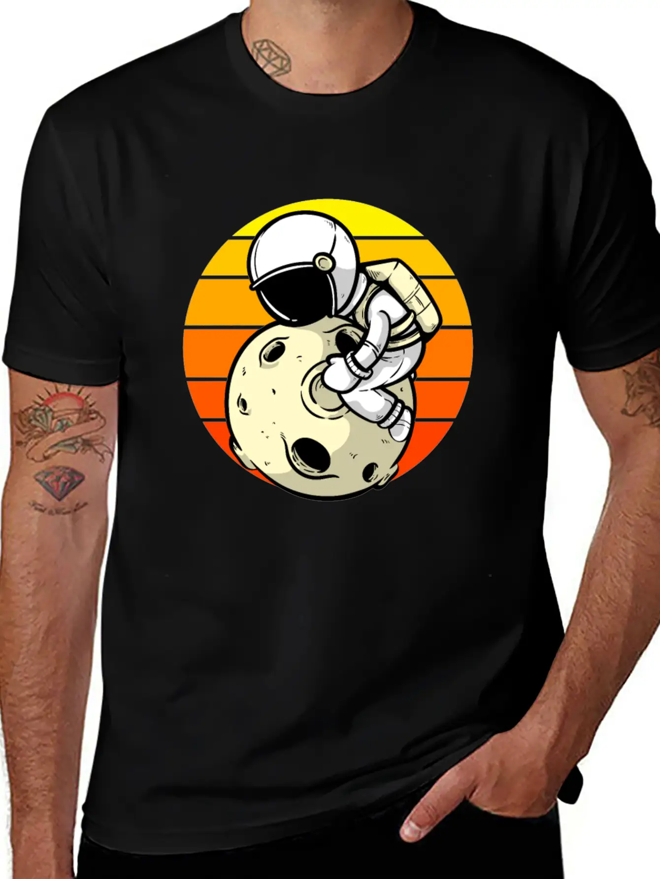 Astronaut Sunset Planet Classic Cotton Tee – Unisex Comfort For Any Season