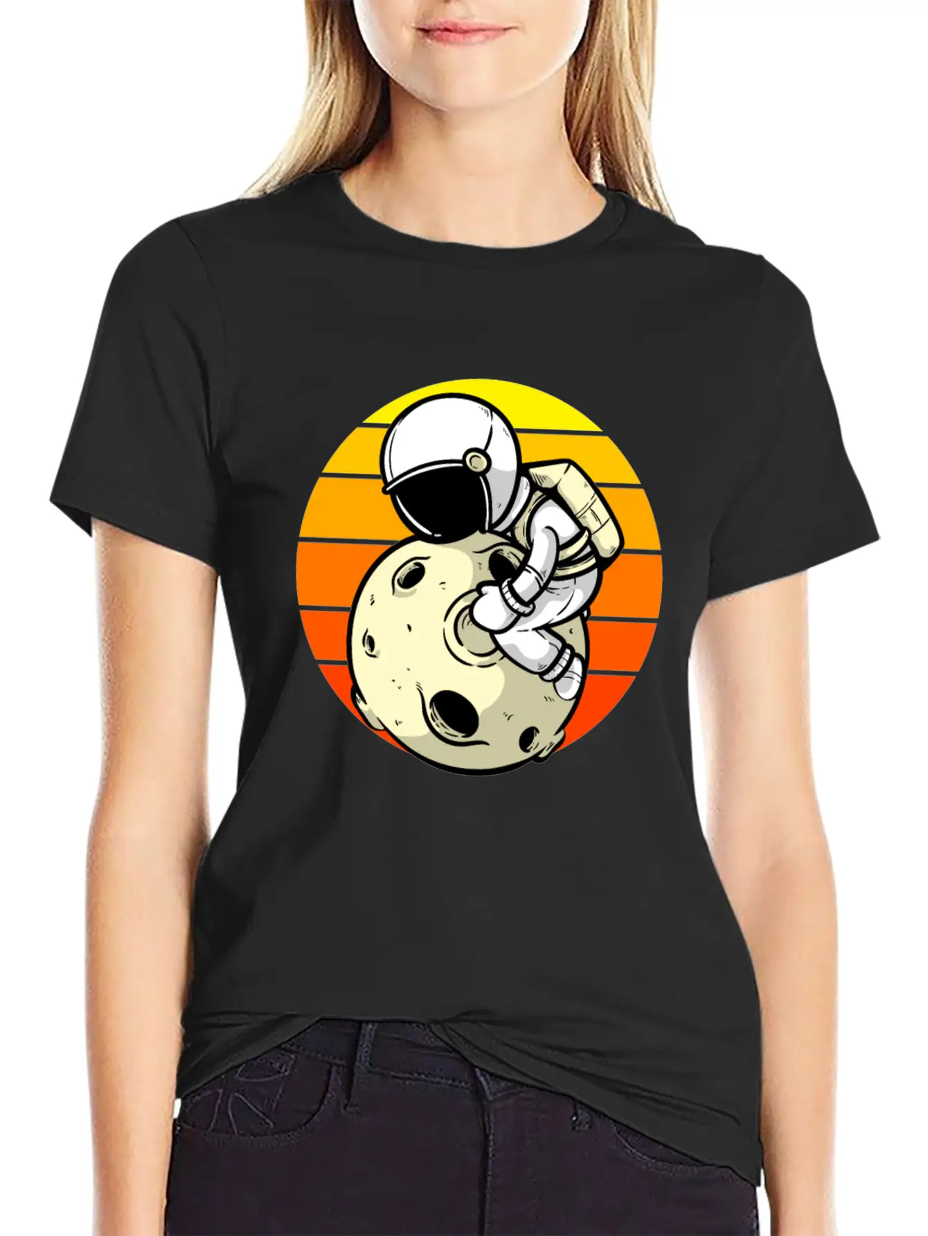 Astronaut Sunset Planet Classic Cotton Tee – Unisex Comfort For Any Season