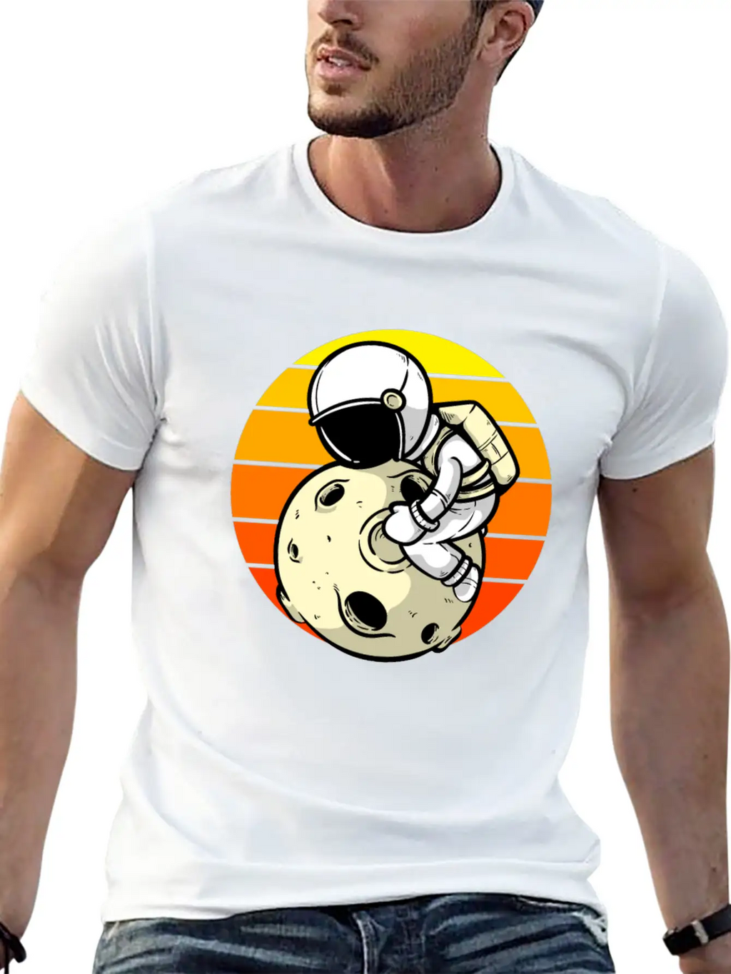 Astronaut Sunset Planet Classic Cotton Tee – Unisex Comfort For Any Season