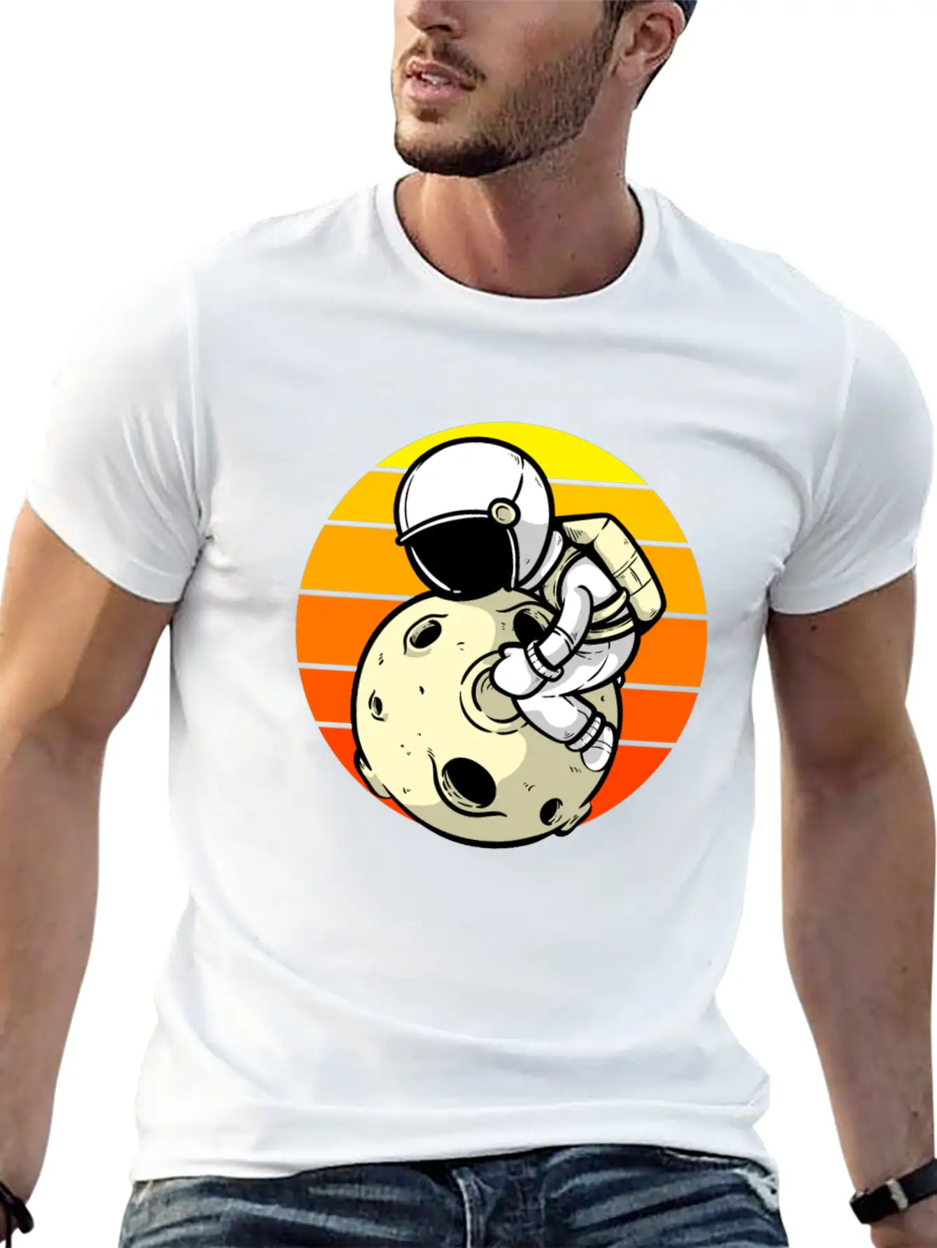 Astronaut Sunset Planet Classic Cotton Tee – Unisex Comfort For Any Season