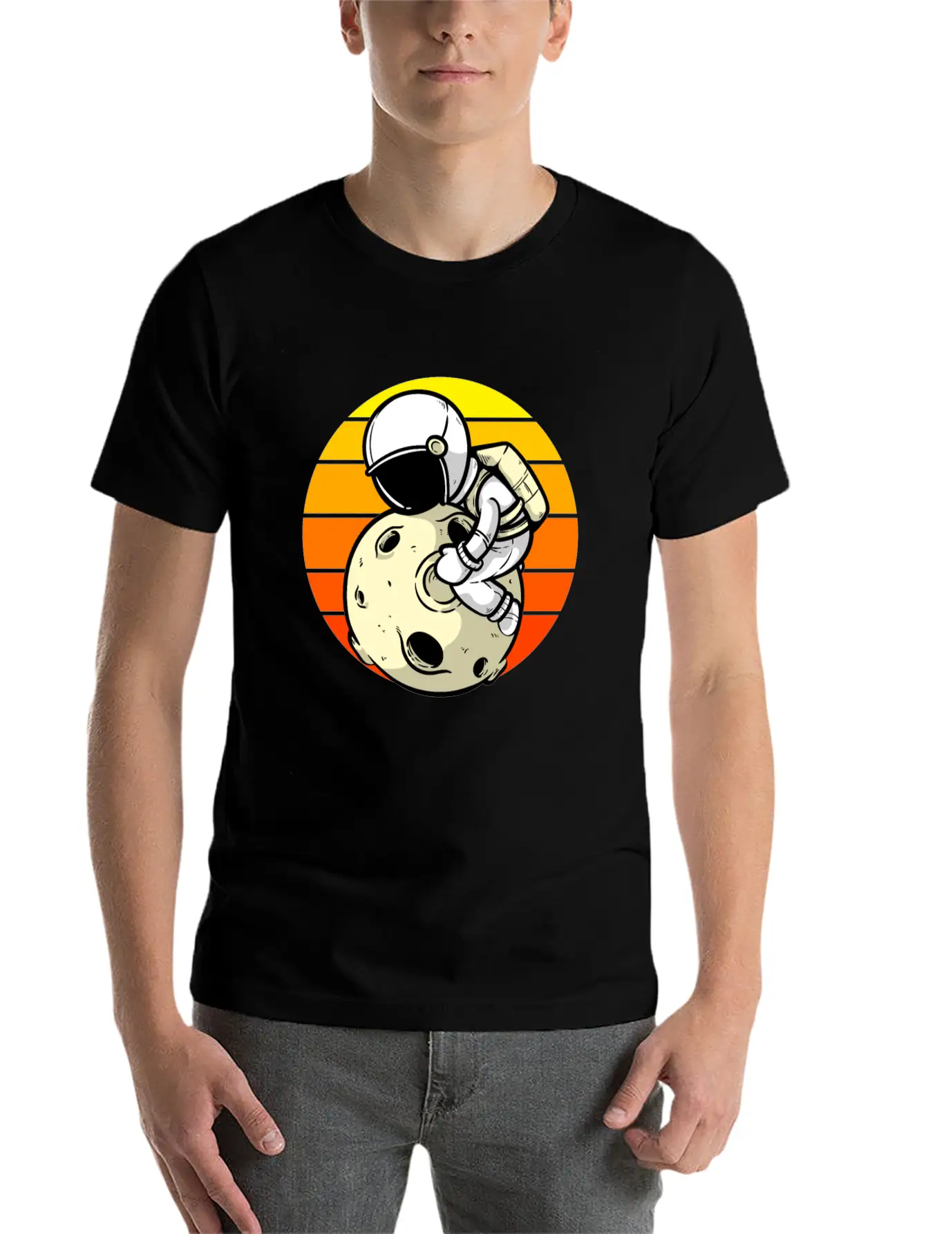 Astronaut Sunset Planet Classic Cotton Tee – Unisex Comfort For Any Season