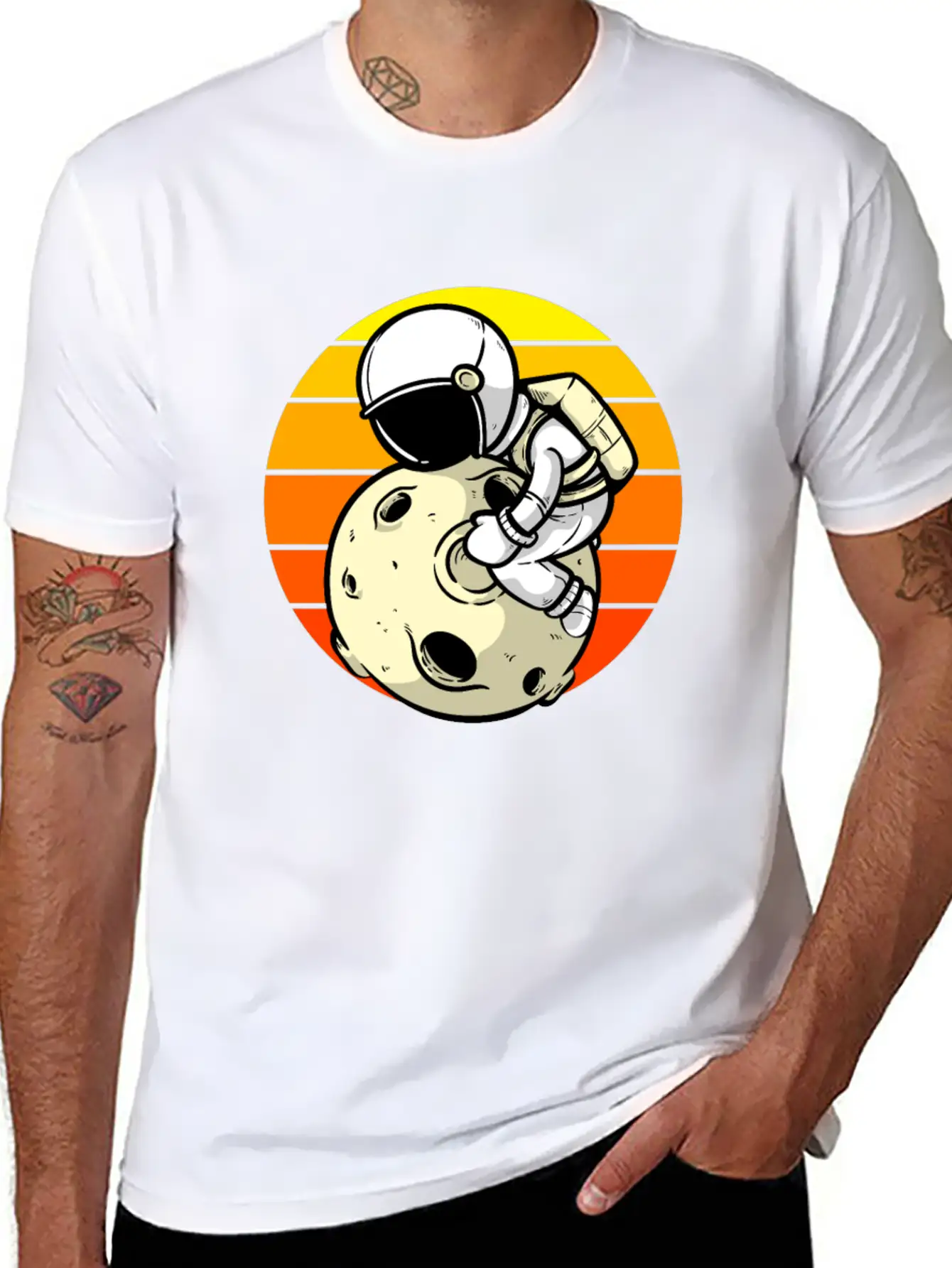 Astronaut Sunset Planet Classic Cotton Tee – Unisex Comfort For Any Season