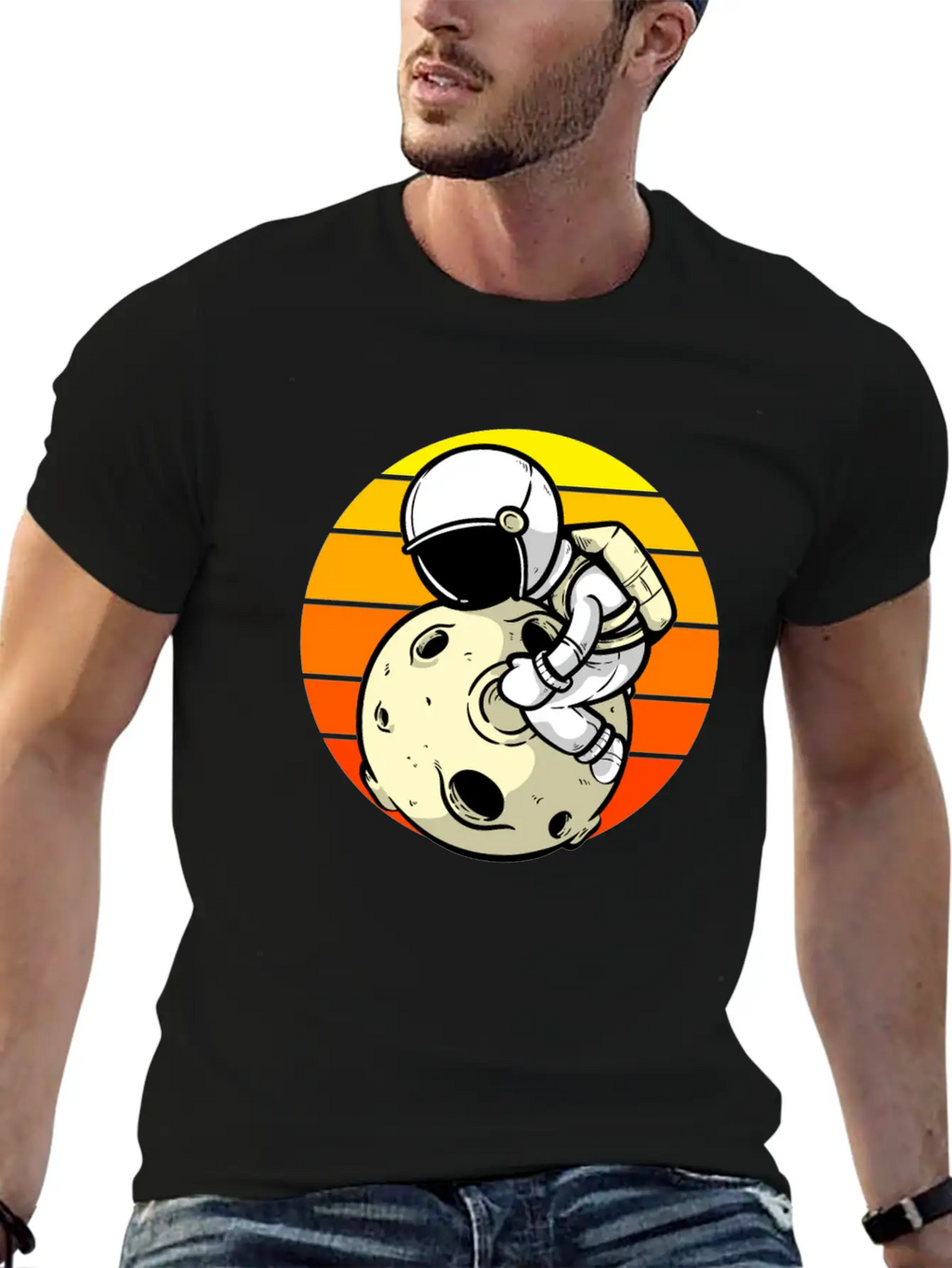 Astronaut Sunset Planet Classic Cotton Tee – Unisex Comfort For Any Season